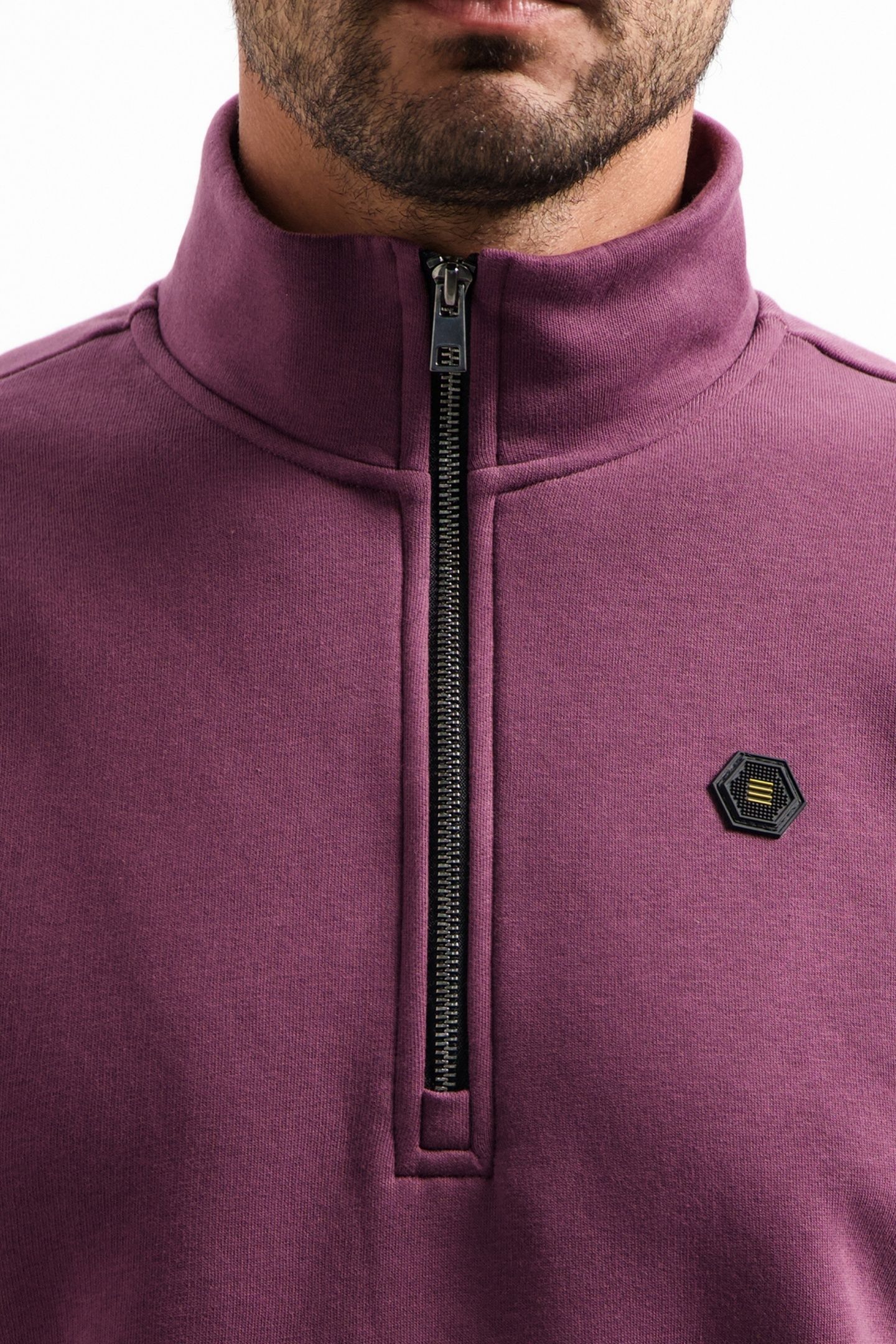 SWEATER HALF ZIP BRUSHED DARK WINE 5
