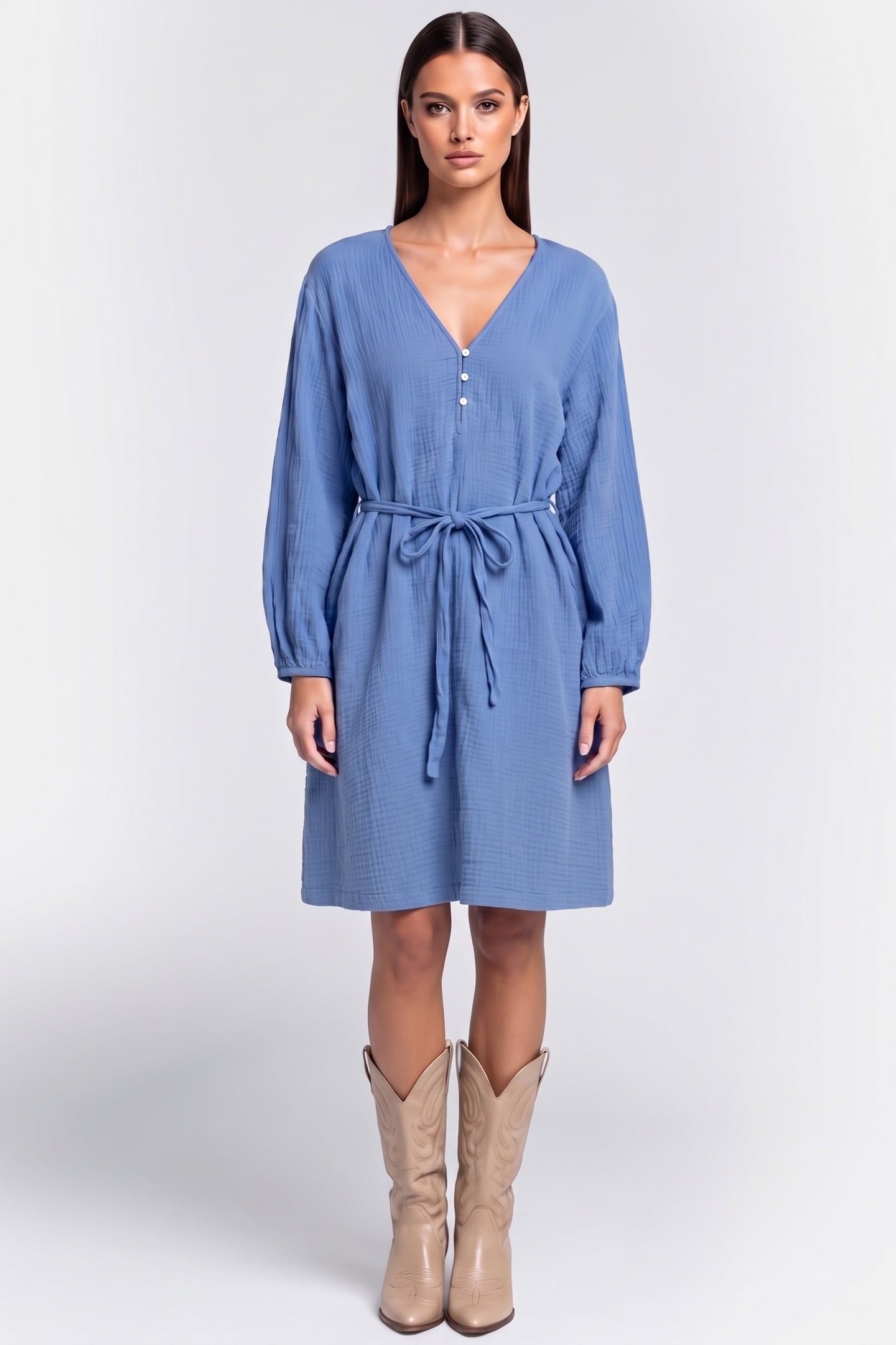 FAIDRA CRINKLE DRESS BLUE 1