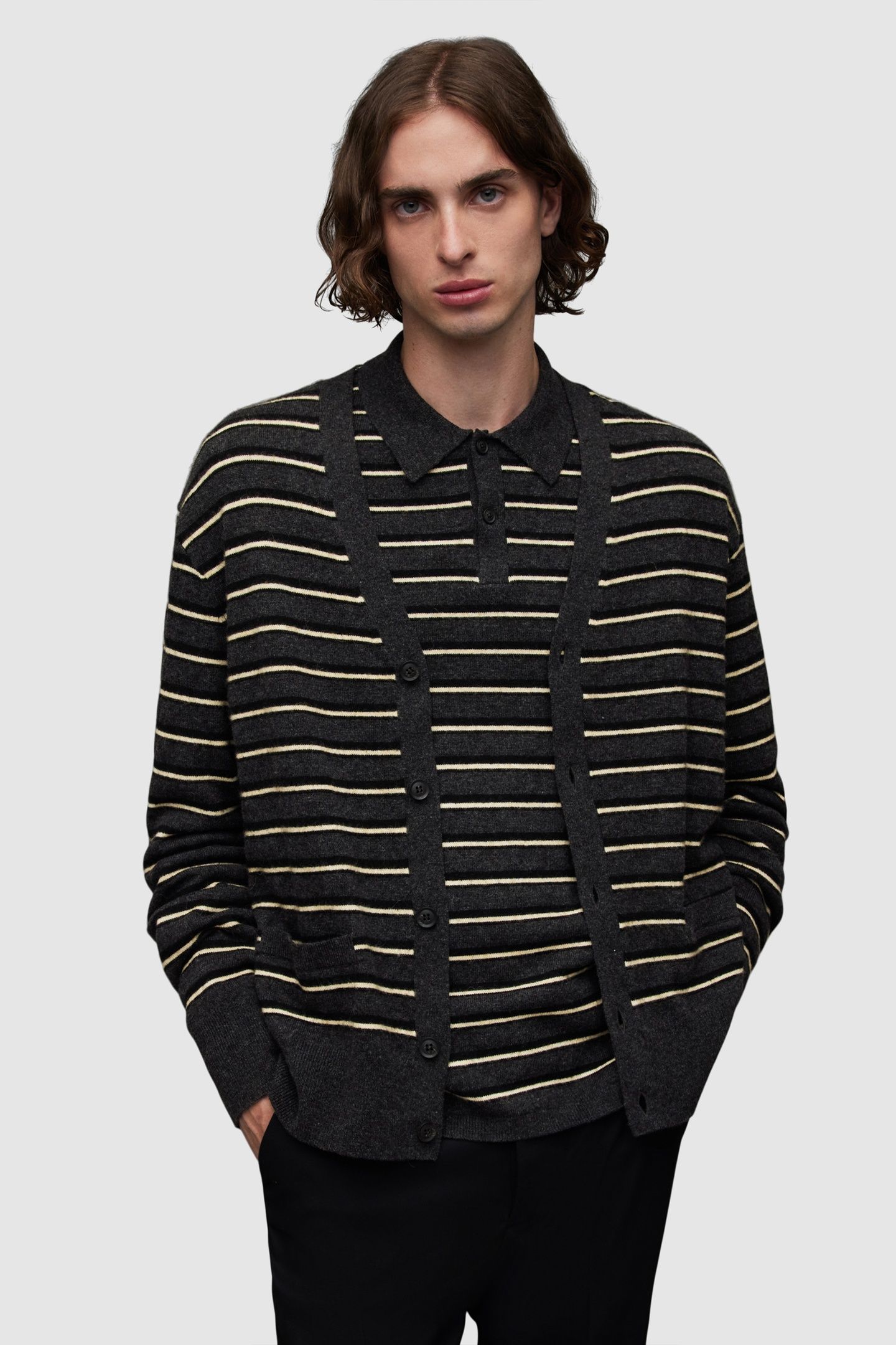 STAFFORD CARDIGAN CINDER ML/BLK/YELW 1