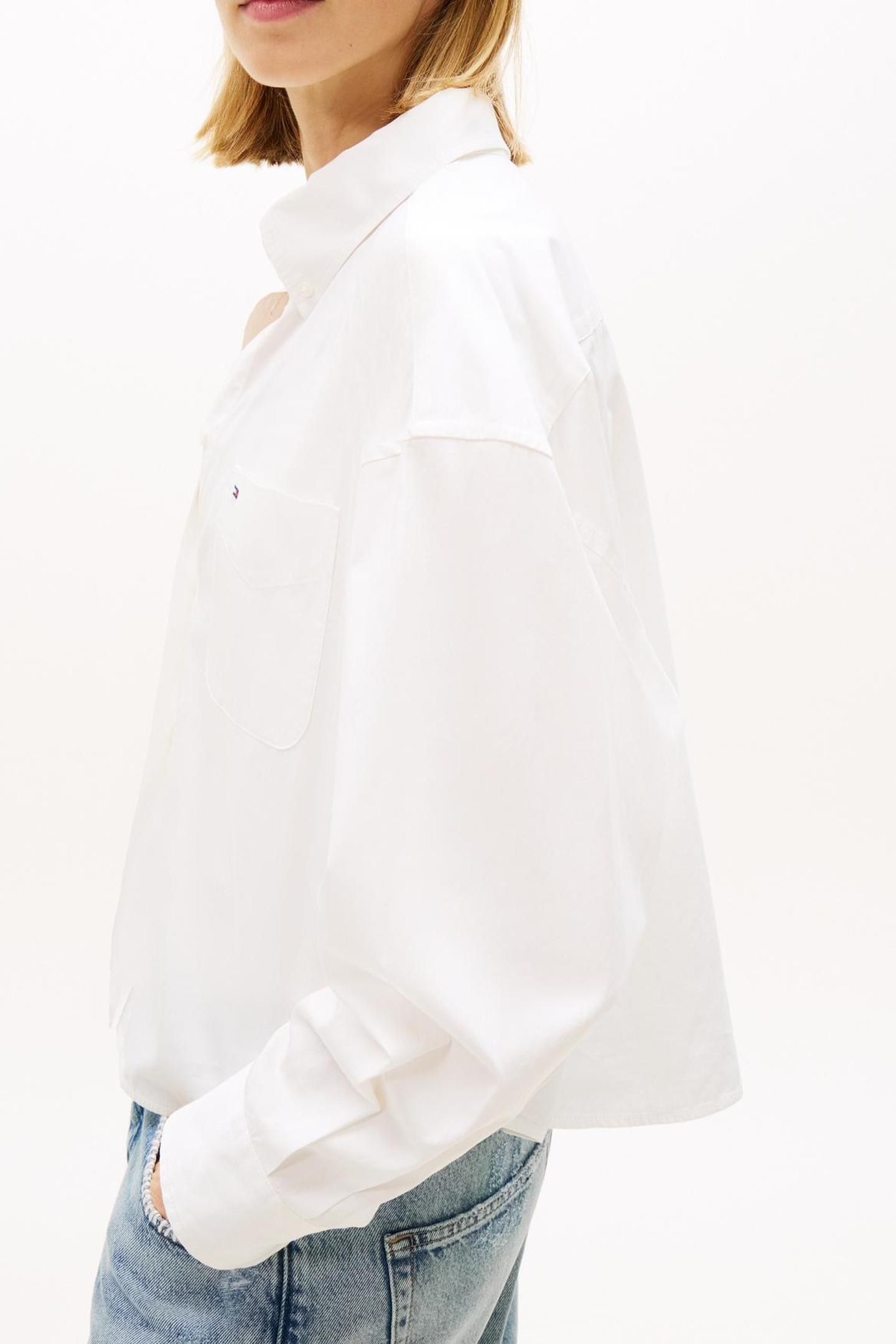 RELAXED FIT CROPPED POPLIN SHIRT ECRU 5