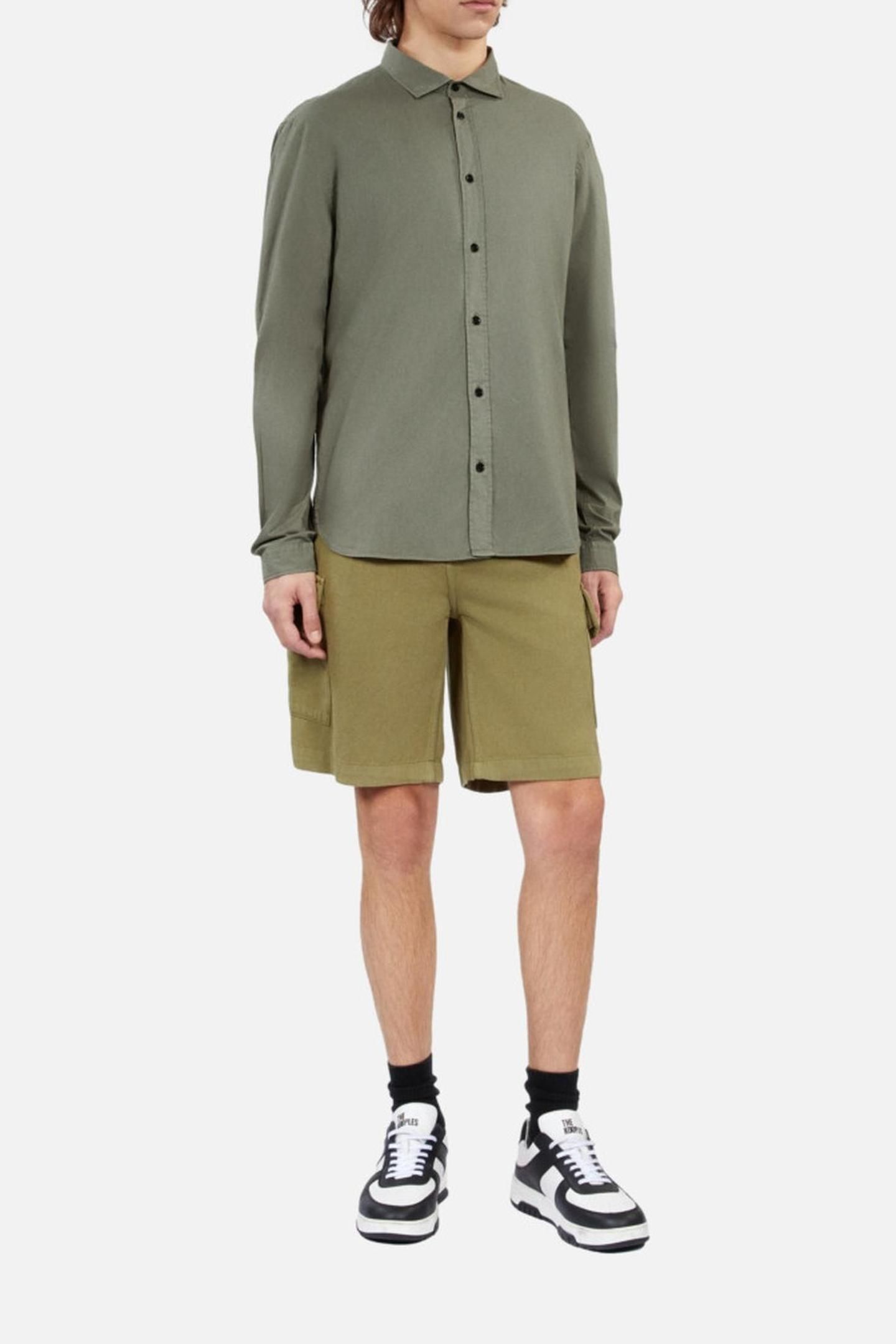 LONG-SLEEVED SHIRT WITH CLASSIC COLLAR WOOD KAKI 2