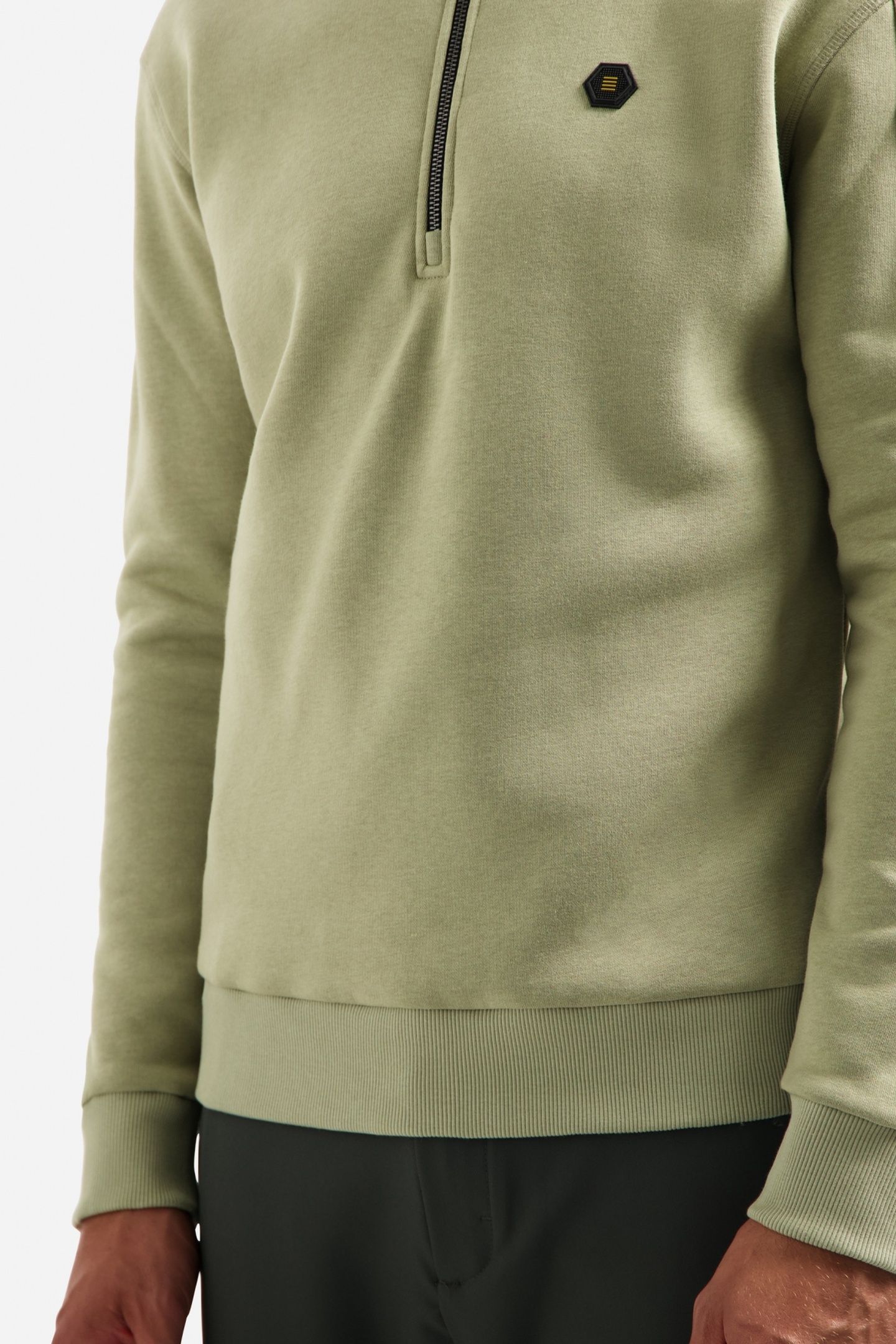 SWEATER HALF ZIP BRUSHED LIGHT MOSS 6