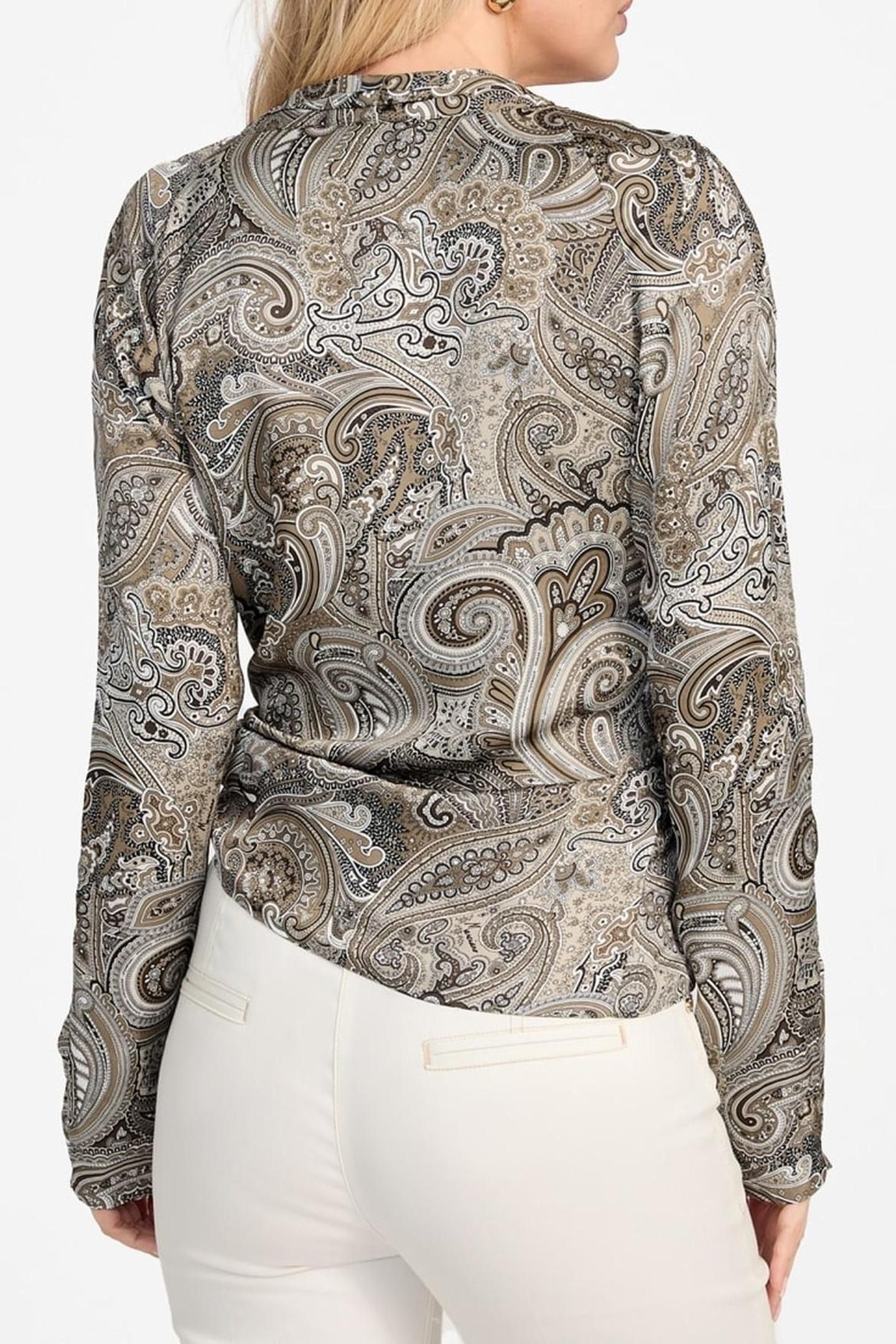 ALANIS WRAP LS BLOUS FLORAL PAISLEY TAUPE 2