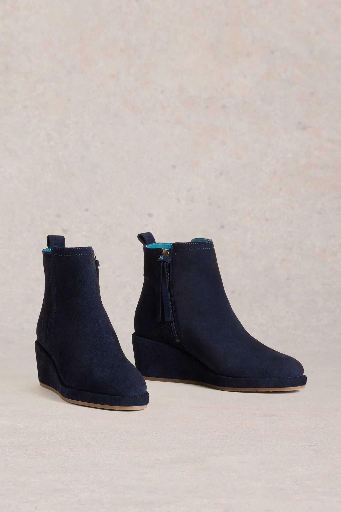 LUNA SUEDE WEDGE ANKLE BOOT DARK NAVY 2
