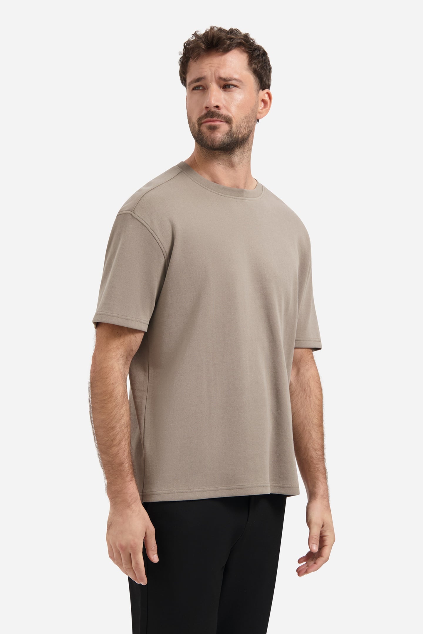T-SHIRT CREWNECK SOLID HEAVY INTERLOCK CLAY 1