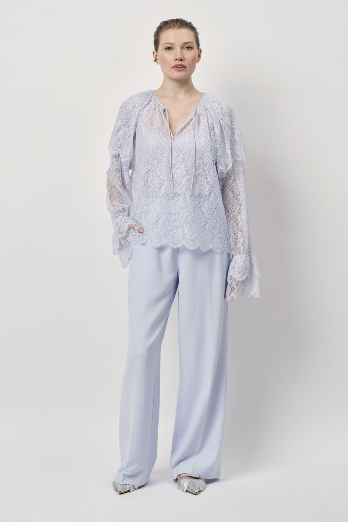 ZILAN BOHO DETAILED LACE TOP CRYSTAL BLUE 1