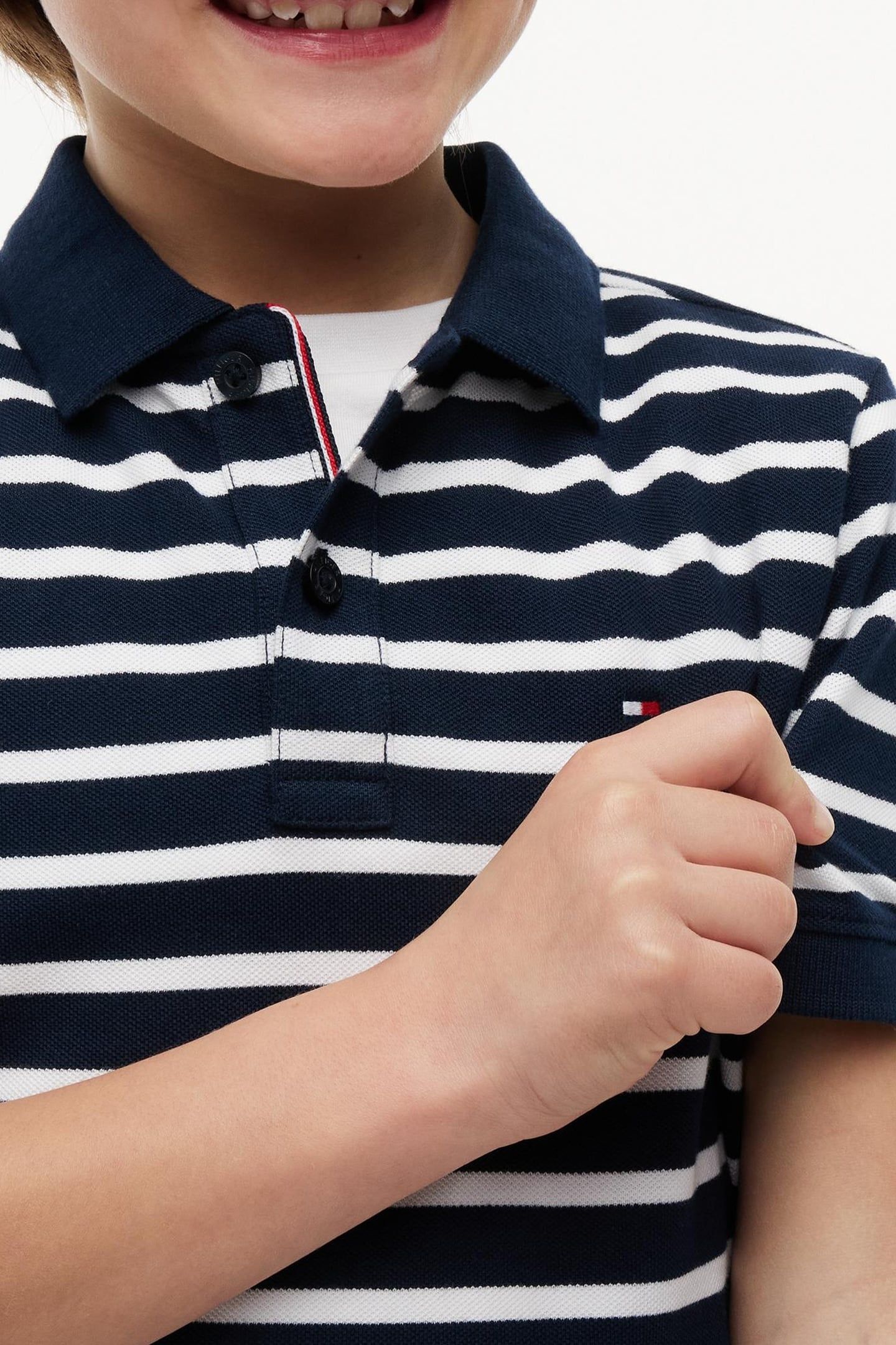 BOYS FLAG POLO SS NAVY STRIPE 4