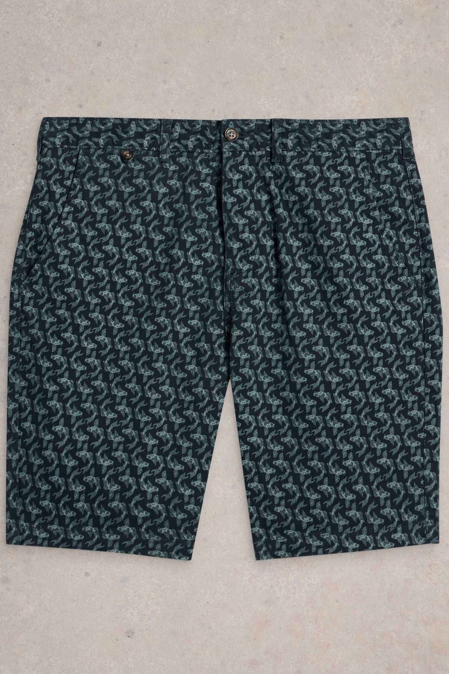 FISH PRINTED CHINO SHORT NAVY PRINT 4