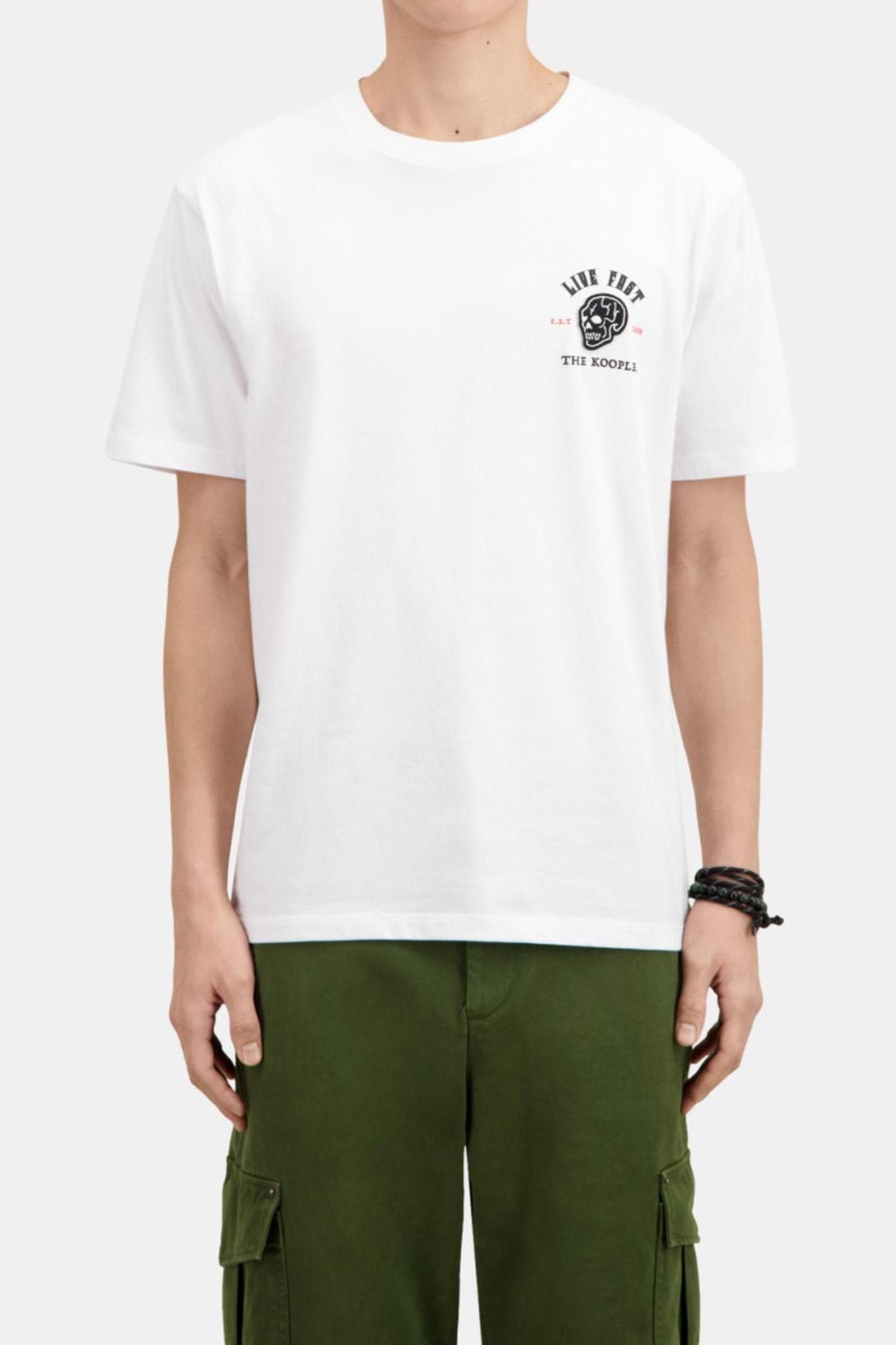SHORT-SLEEVED T-SHIRT WITH EMBROIDERY AND SKULL PRINT WHITE 2