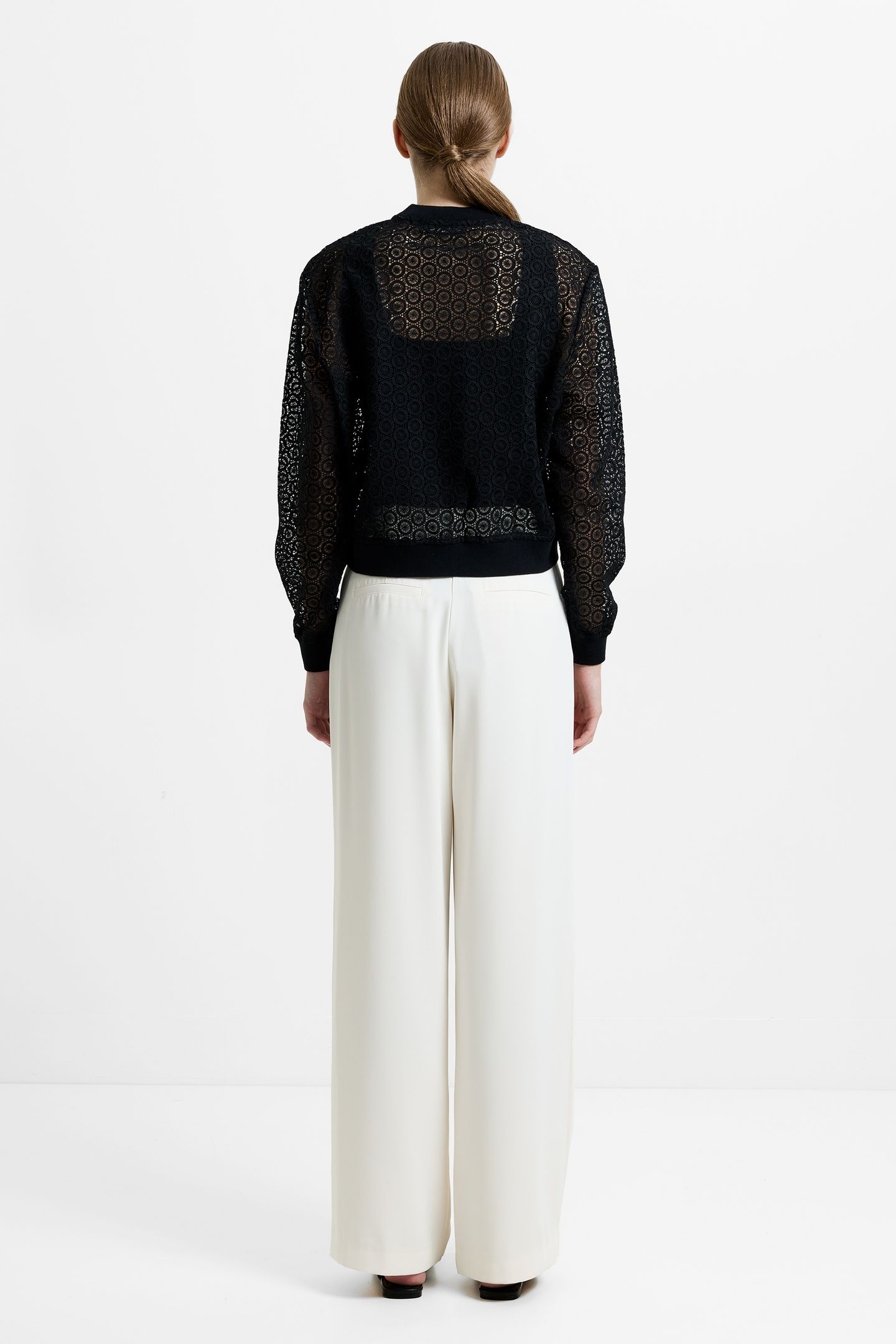 KRISTA LACE MIX KNIT BOMBER BLACK 4
