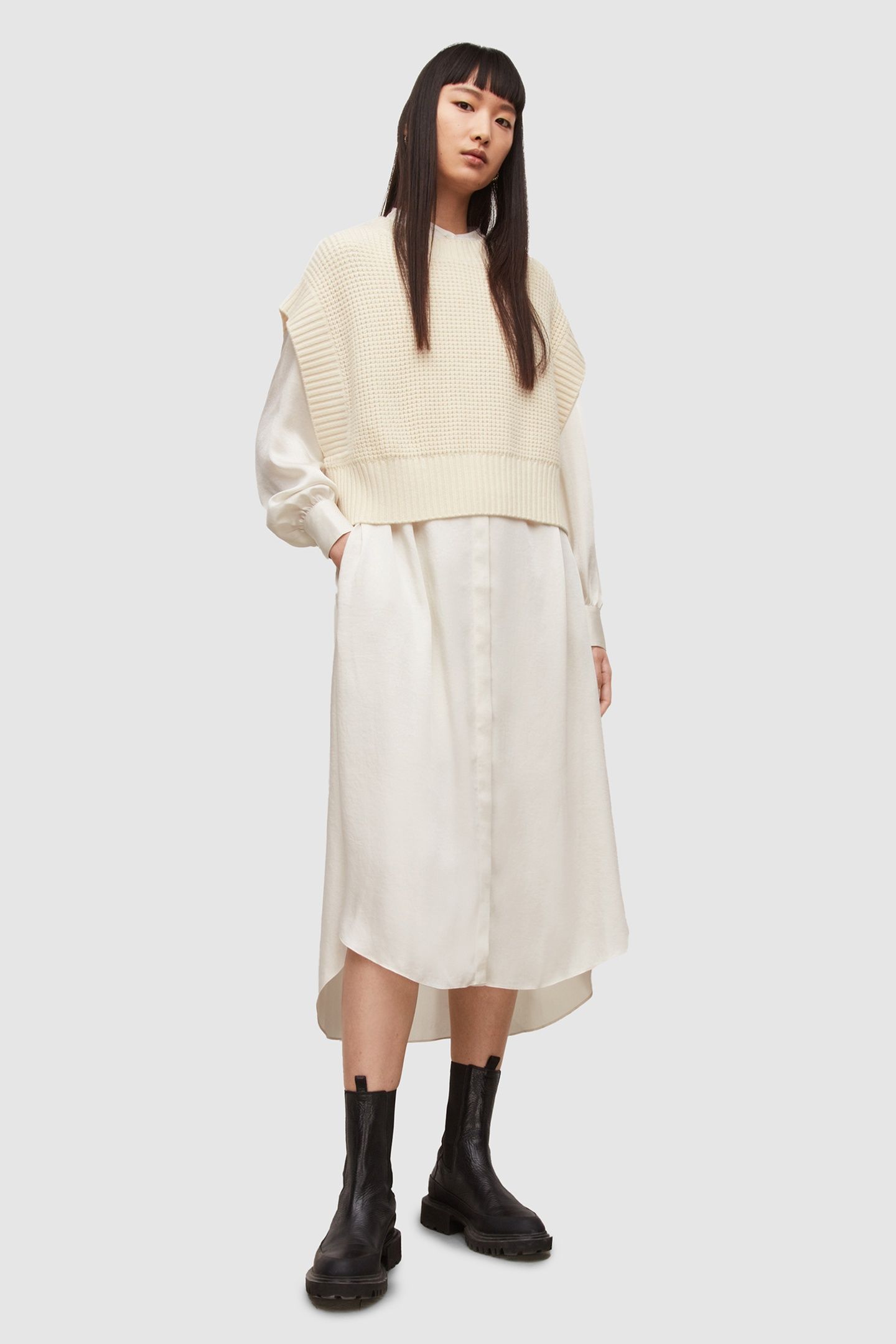 AGA SHIRT DRESS IVORY WHITE 2