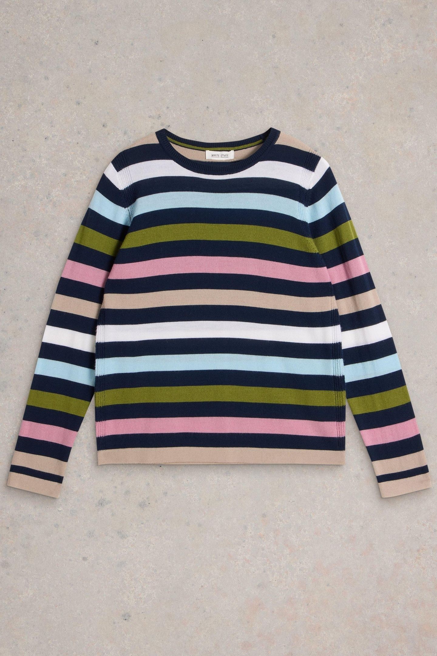MULTI STRIPE CREW MERINO NAVY MULTI 3