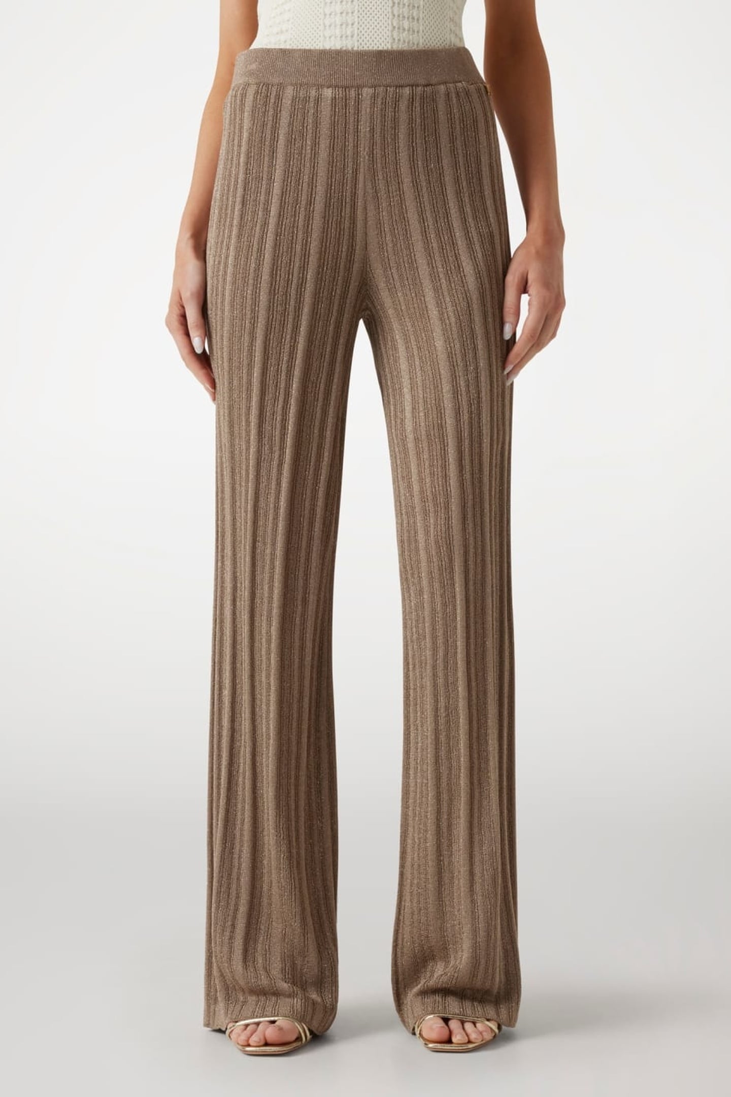 GIA RIBBED SWTR PANT NATURAL ALMOND + GOL 1