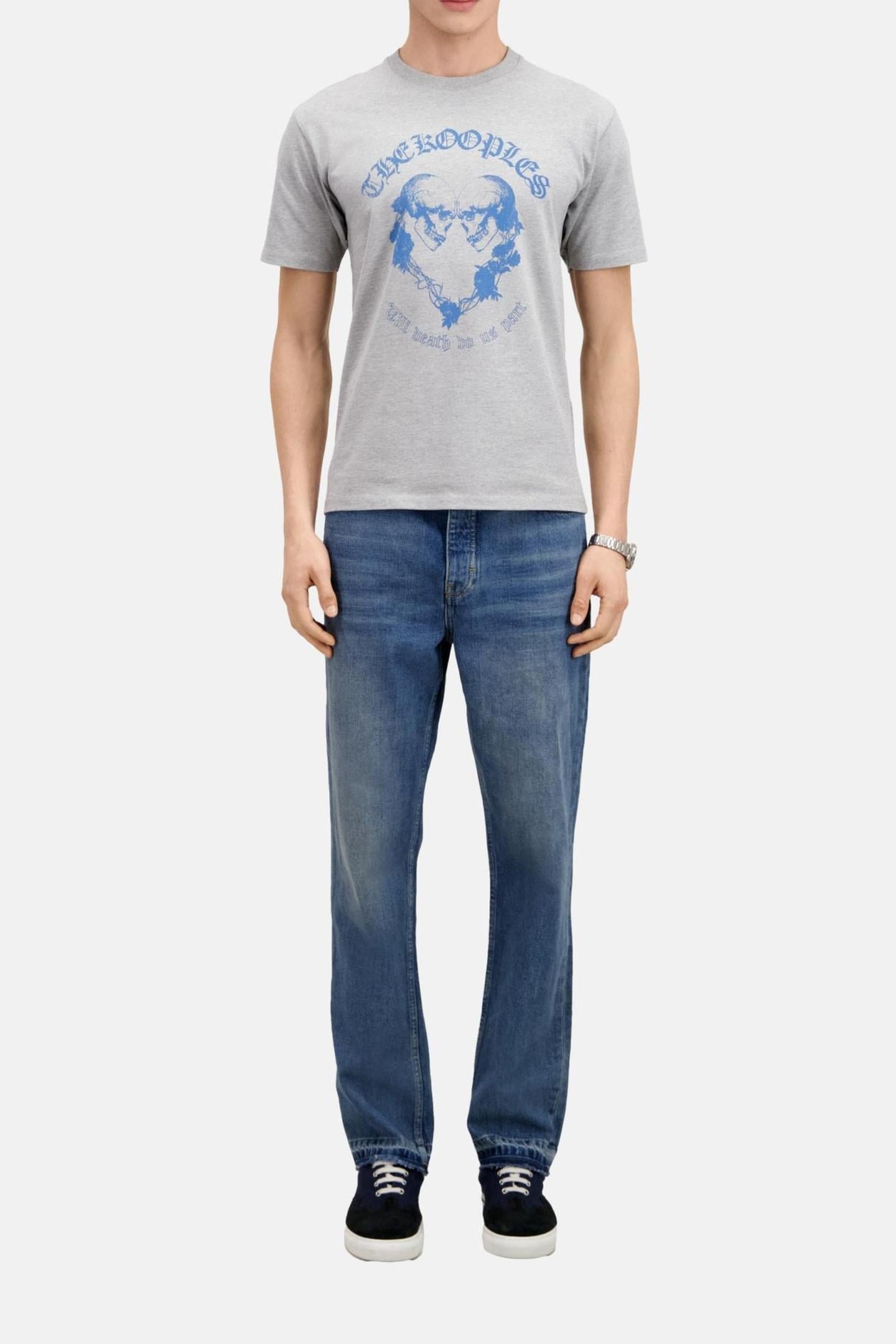 SHORT-SLEEVED T-SHIRT WITH SKULL AND HEART GREY MELANGE 1