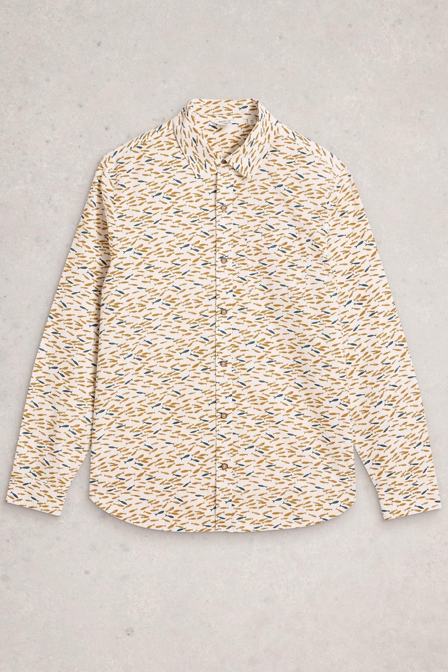 SHOAL FISH LS PRINTED SHIRT WHITE PRINT 1