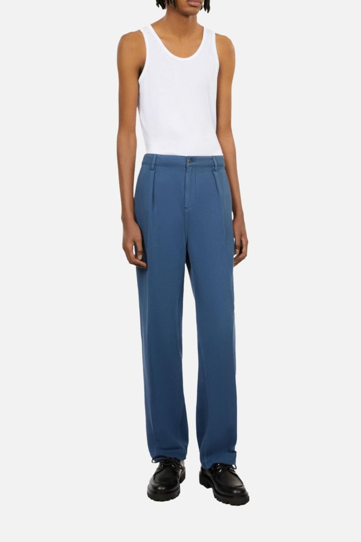 CASUAL TROUSERS WITH ITALIAN POCKETS AND PLEATS MIDDLE NAVY 3