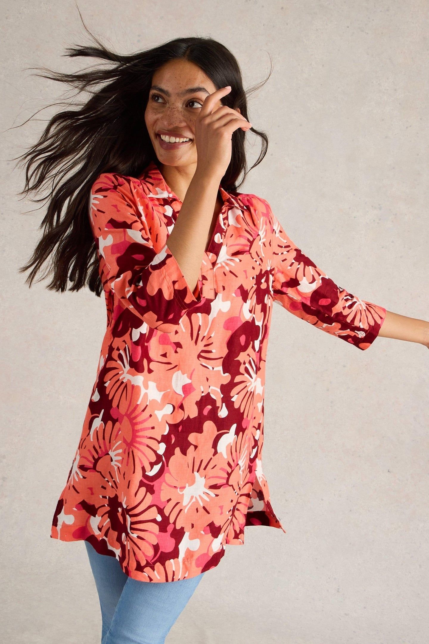BLAKE LINEN TUNIC RED PRINT 7