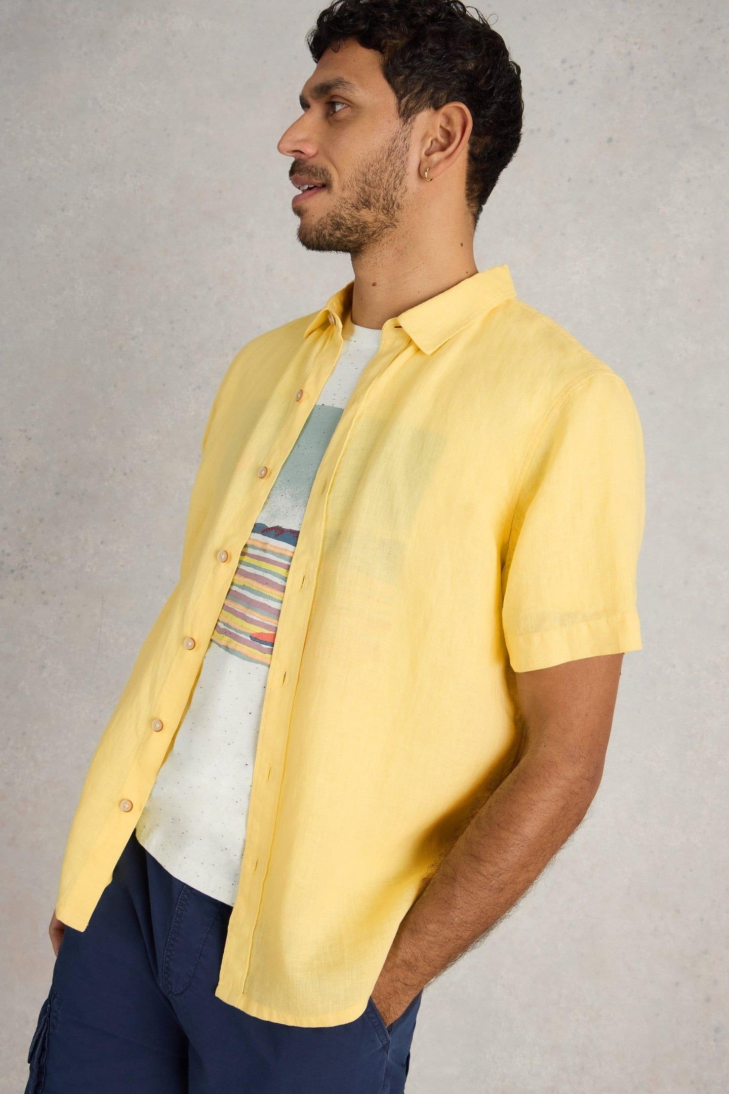 KESWICK SS LINEN SHIRT LIGHT YELLOW 1