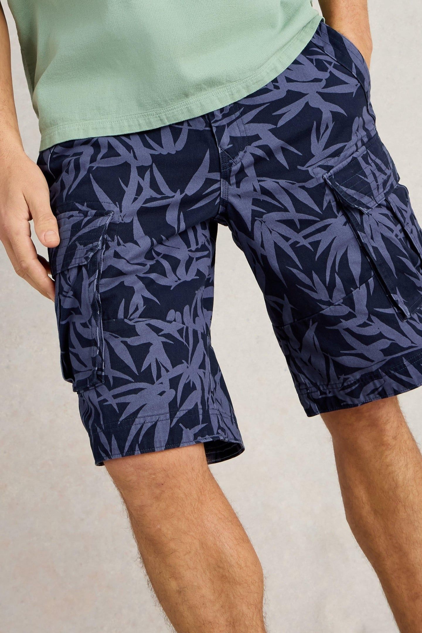 HALSALL PRINTED CARGO SHORT NAVY PRINT 1