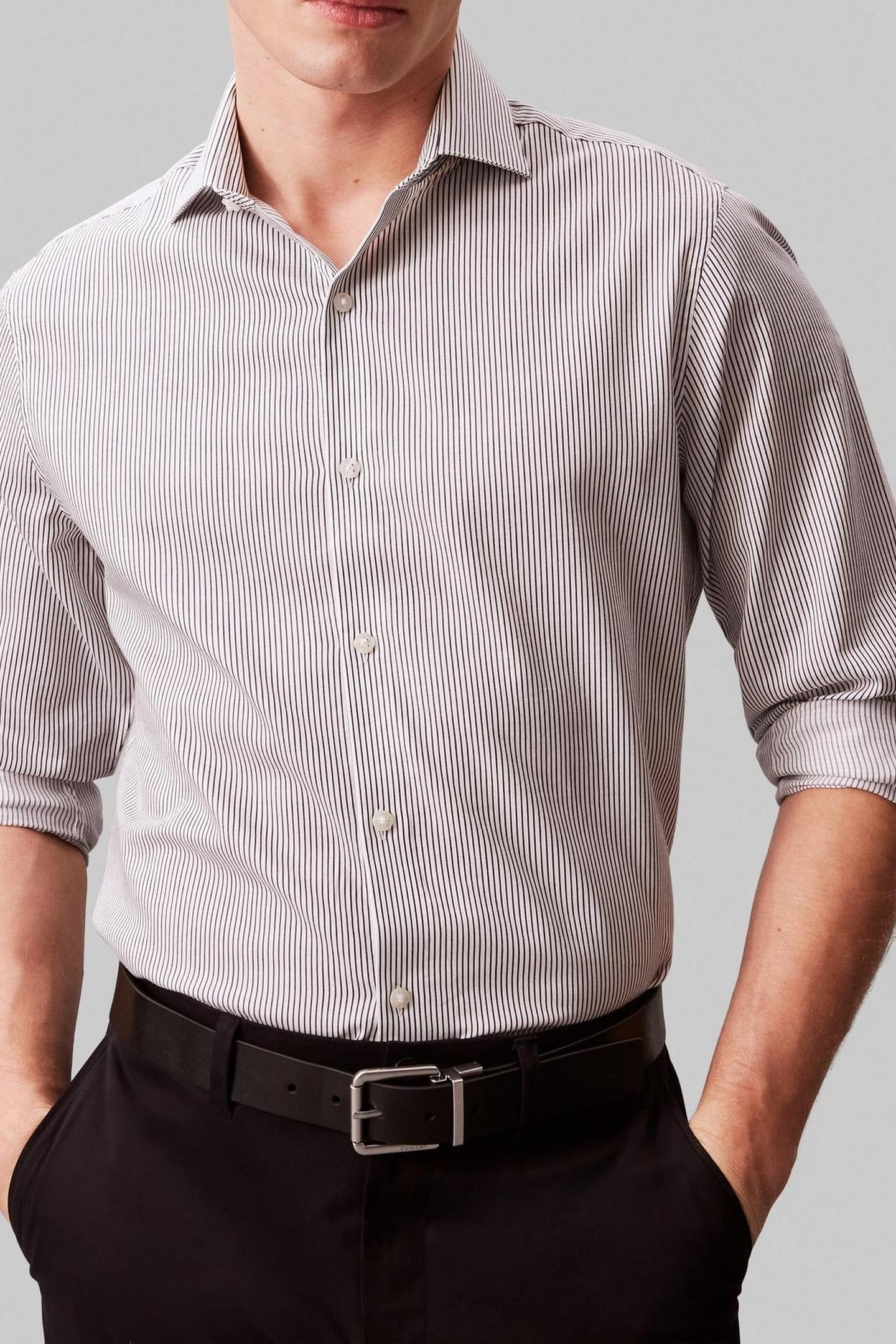SLIM STRIPED STRAIGHT SHIRT NAVY 4
