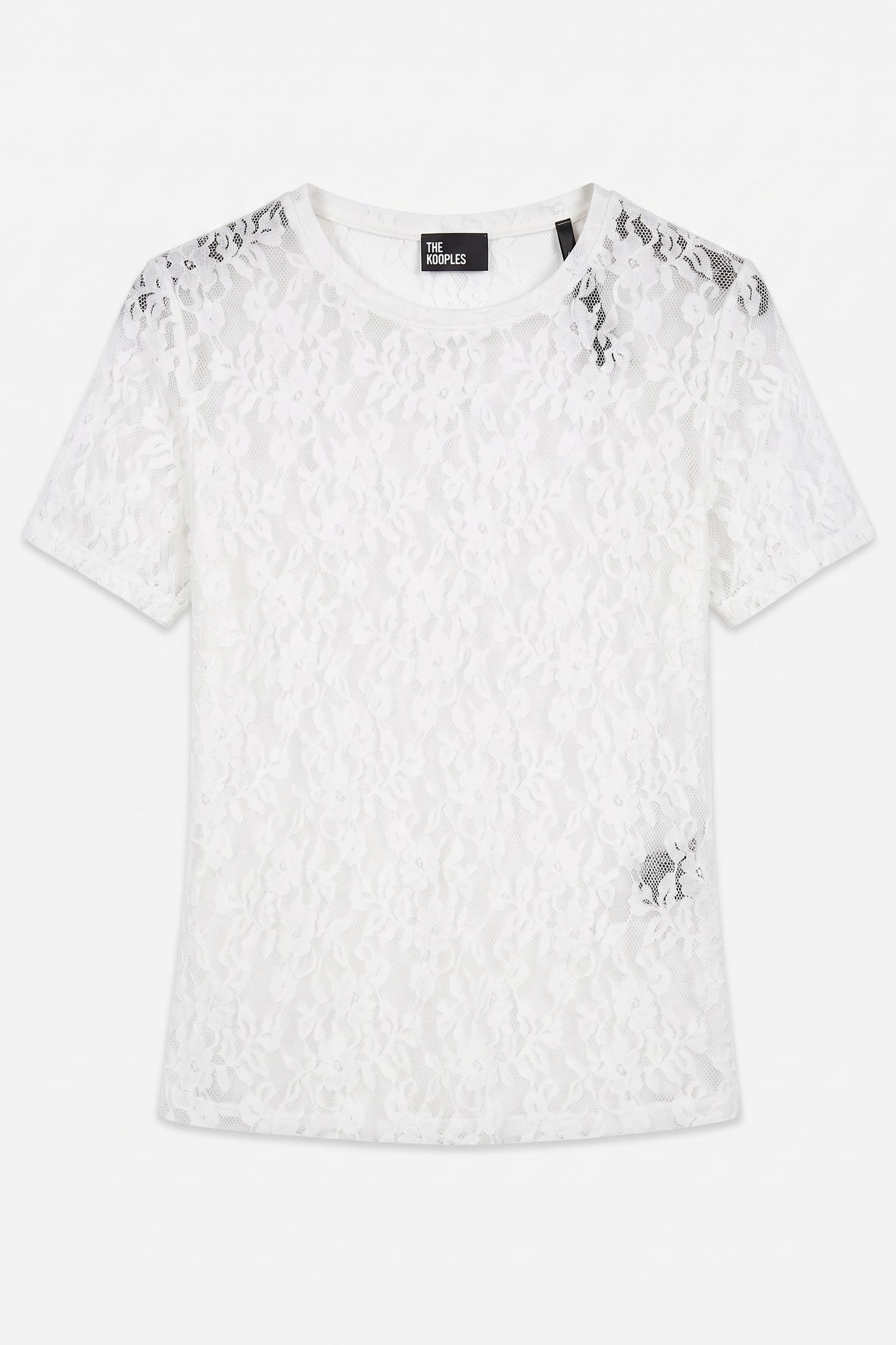 SHORT-SLEEVED STRETCH LACE TOP ECRU 3