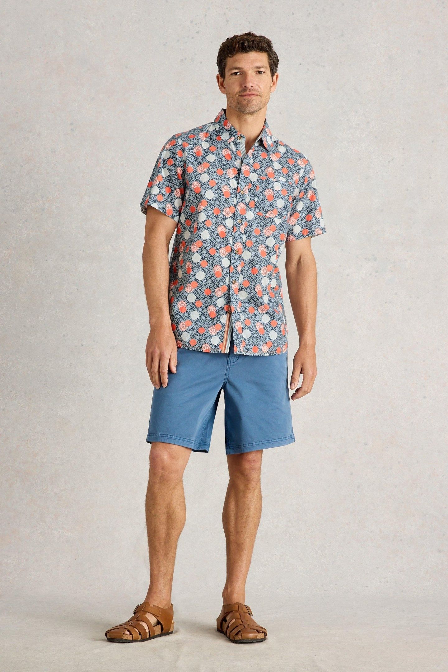 FLORAL STAMP SS PRINTED SHIRT BLUE PRINT 1
