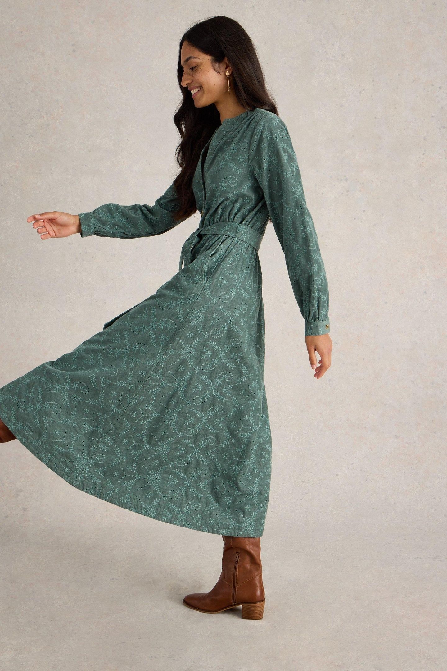 FLORENCE CORD DRESS DUSTY GREEN 3