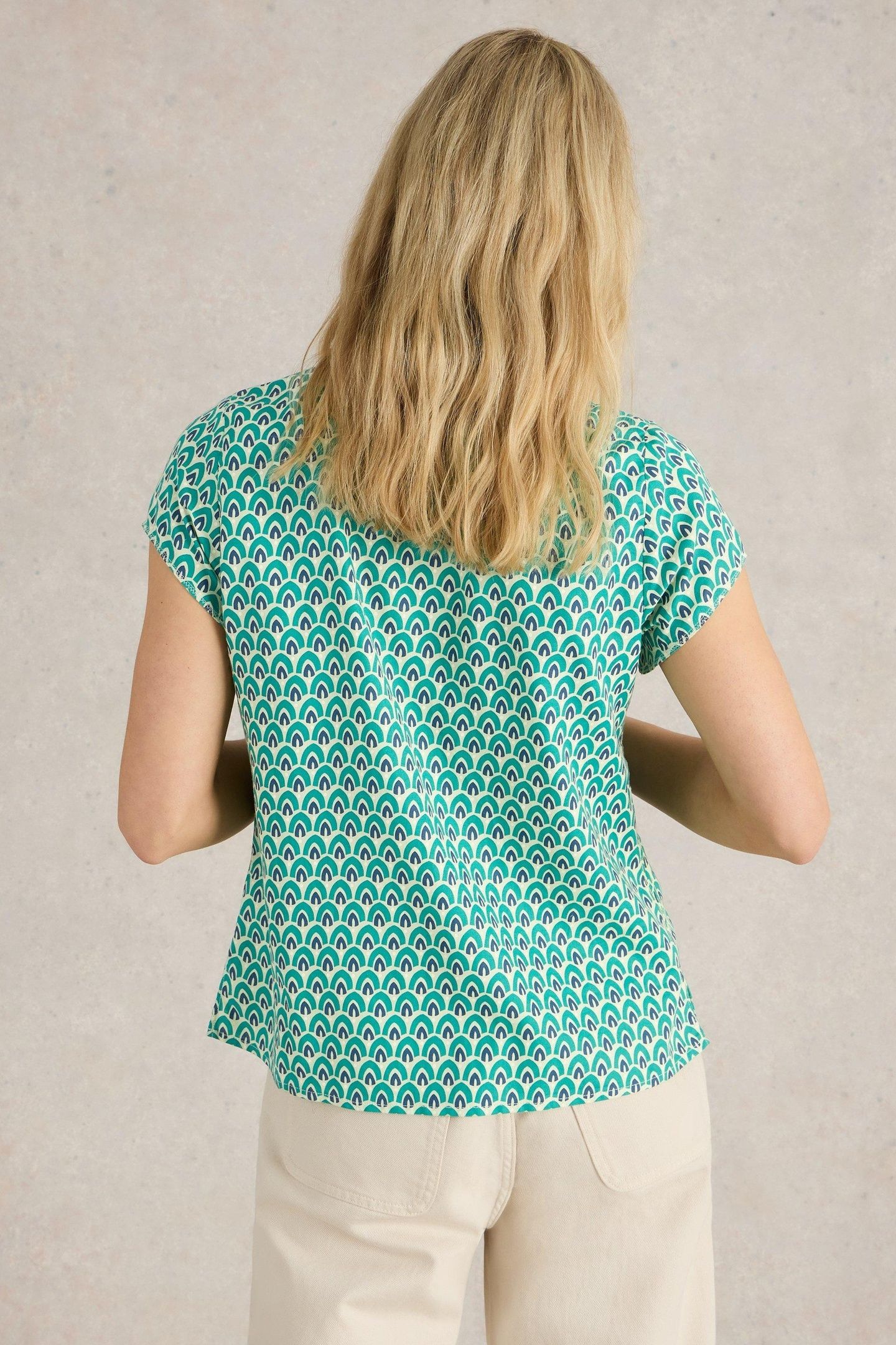RAE ORGANIC COTTON TOP GREEN PRINT 2