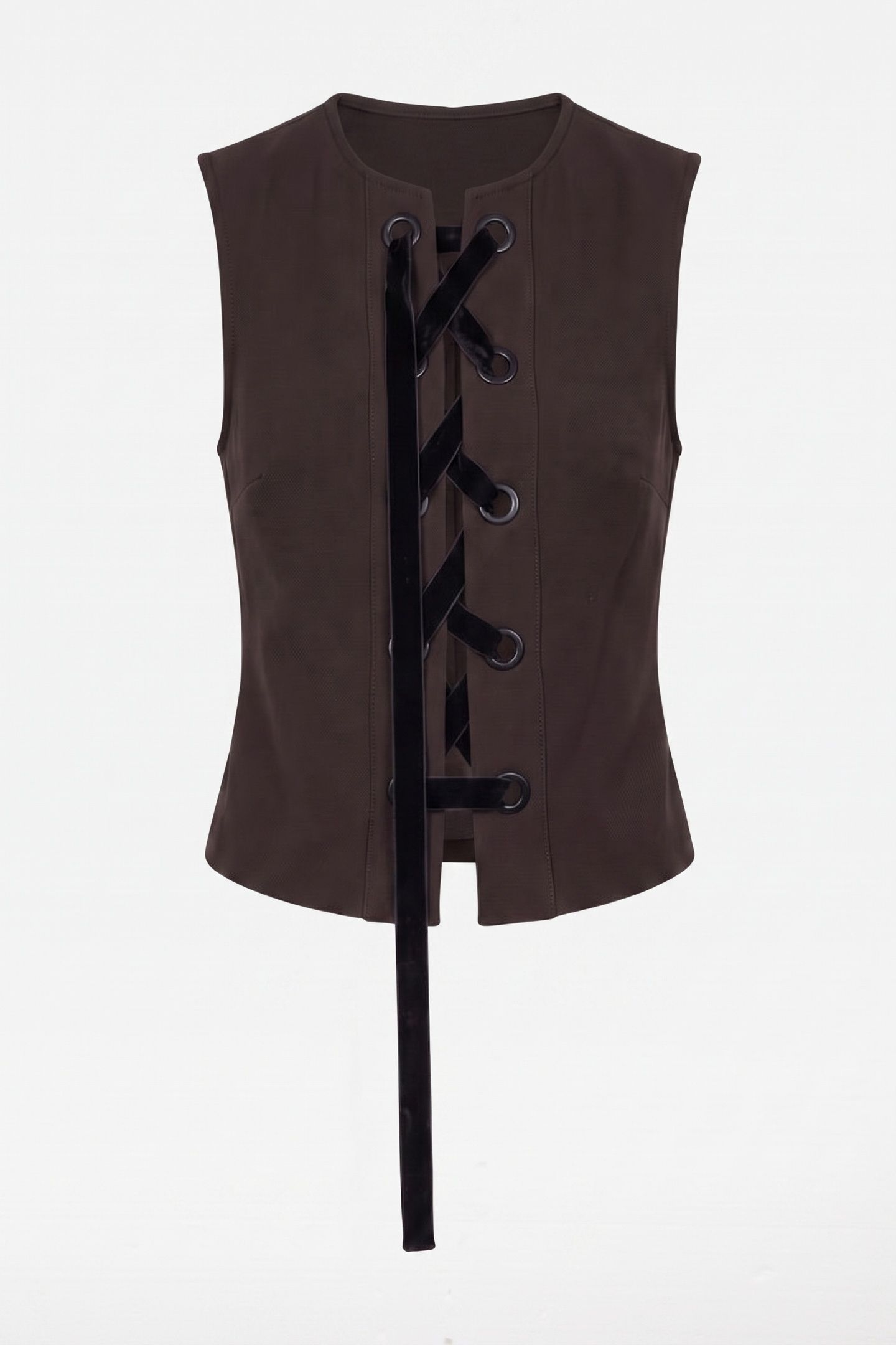 SLEEVELESS TOP WITH VELVET LACE-UP BLACK 3