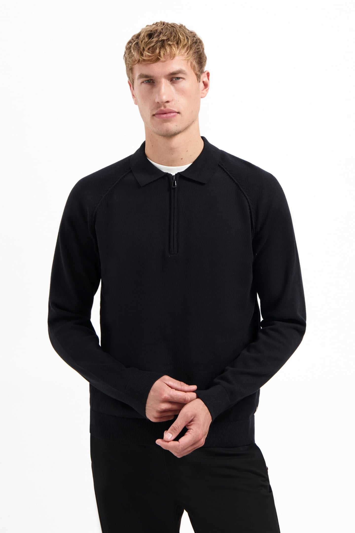 PULLOVER POLO HALF ZIP SOLID BLACK 3