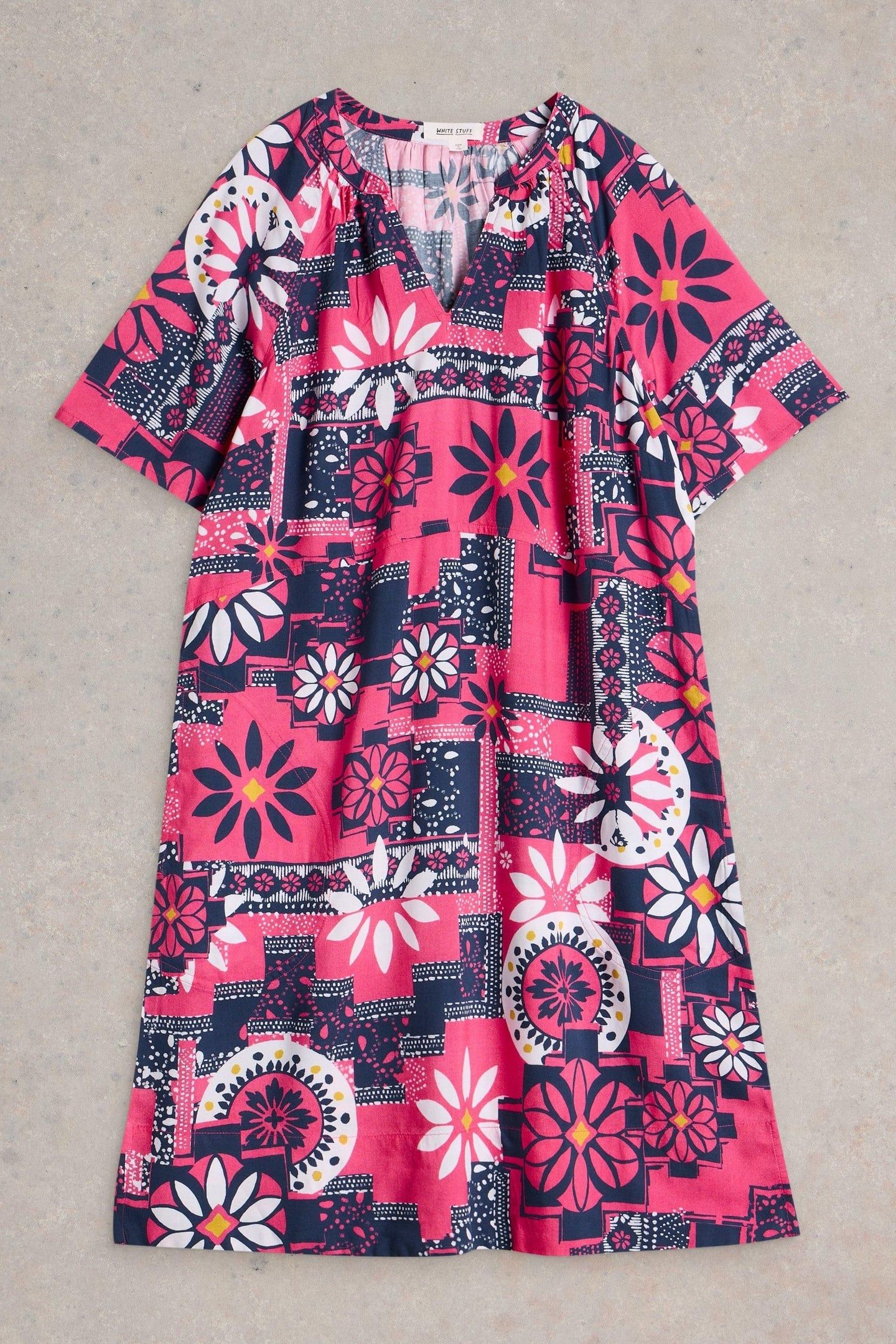 CORA SHIFT DRESS PINK PRINT 2