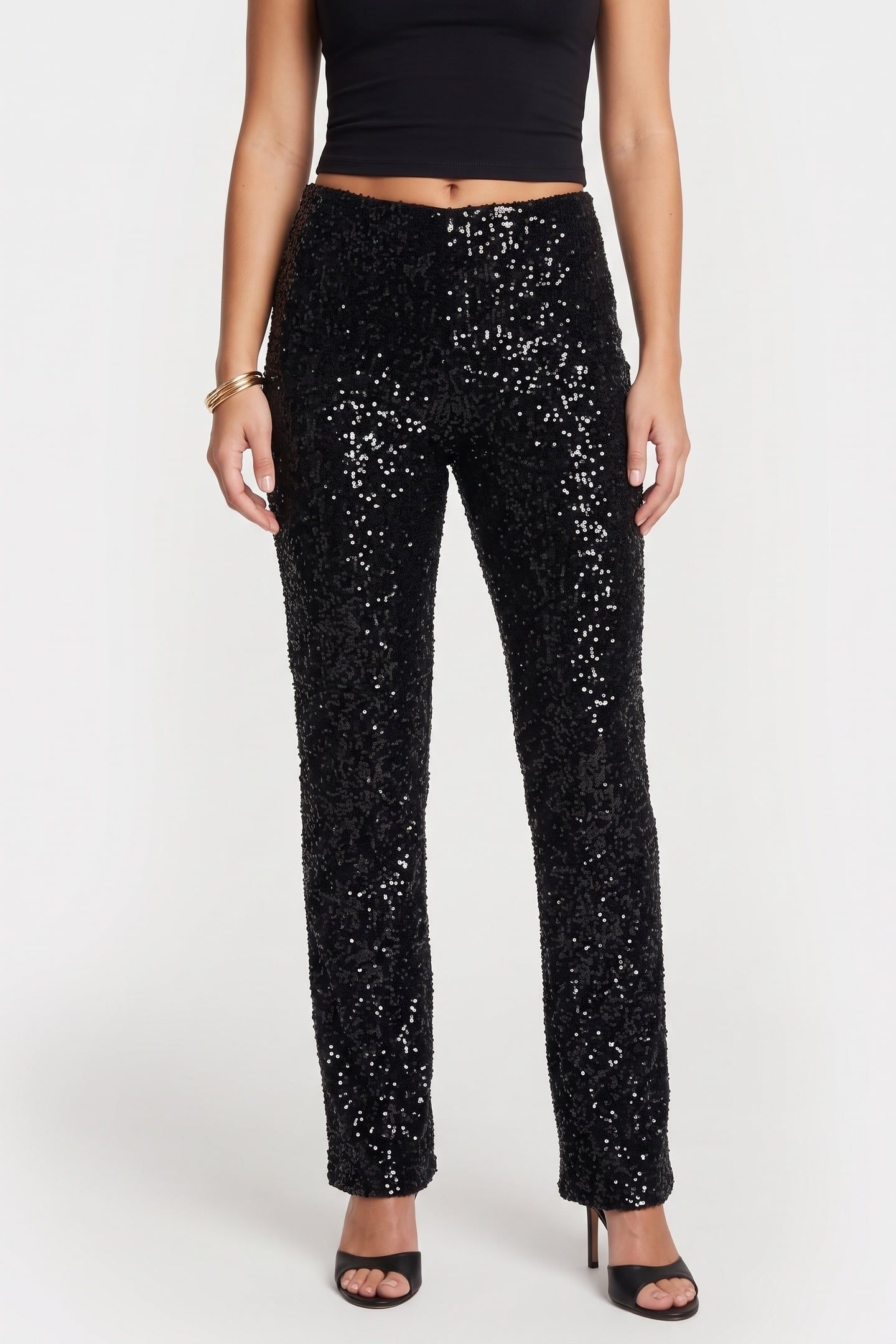 EEVIA SEQUINS TROUSERS BLACK 1
