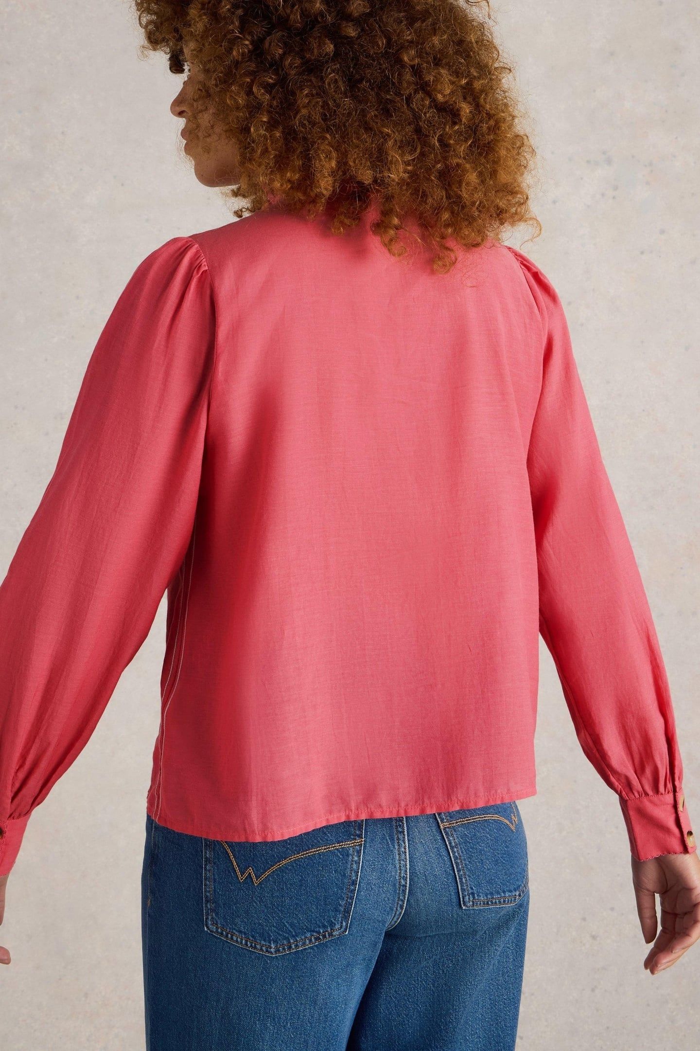 PAULINE FRILL NECK TOP MID PINK 3