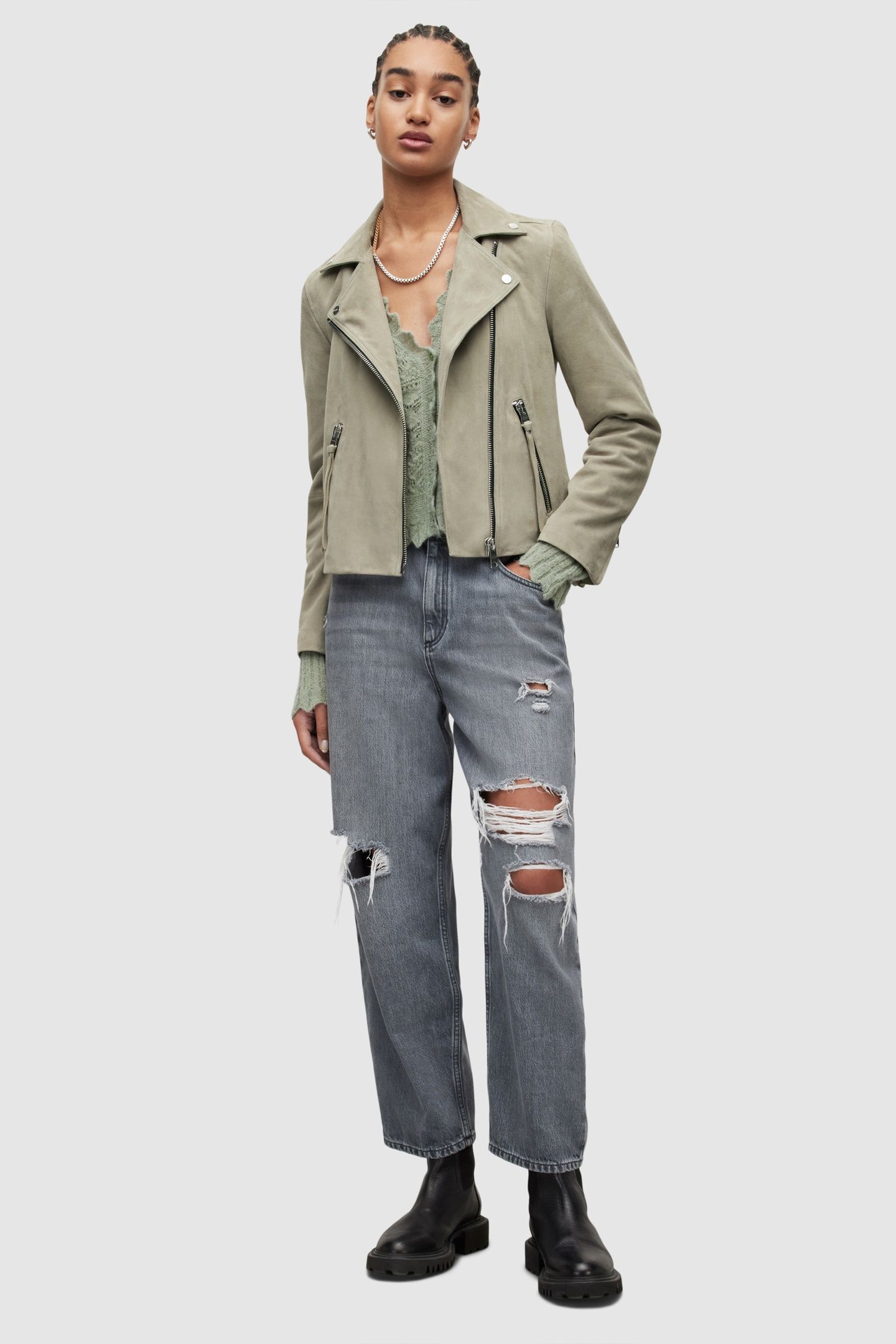 SUEDE DALBY BIKER PISTACHIO GREEN 4