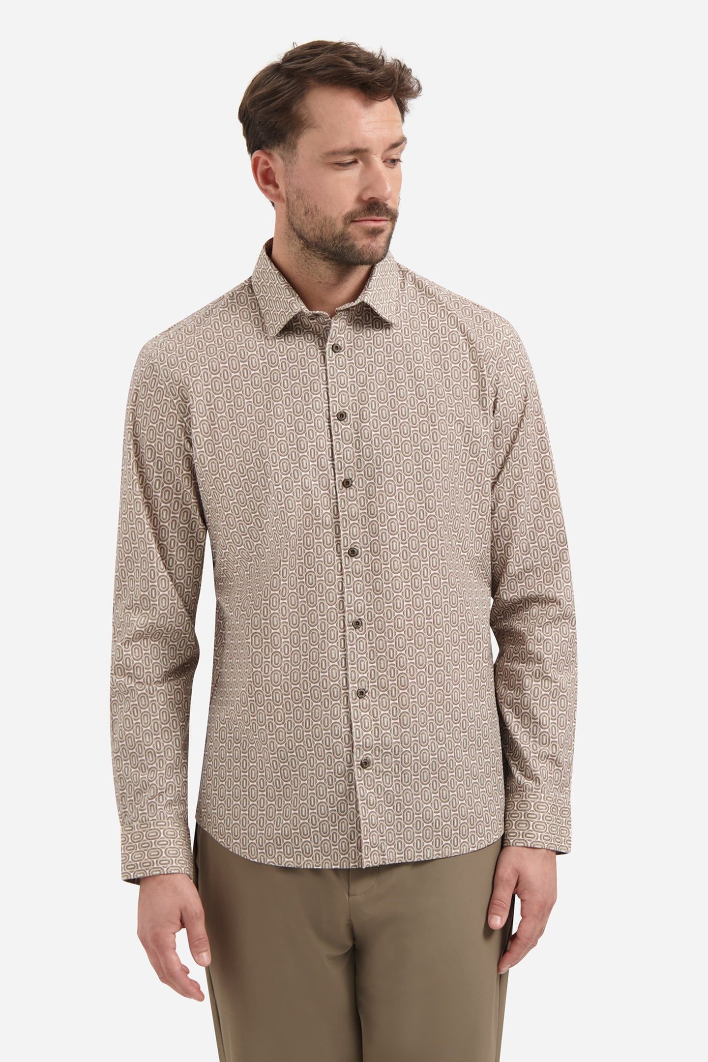 SHIRT STRETCH ALLOVER PRINTED RED WINE 1