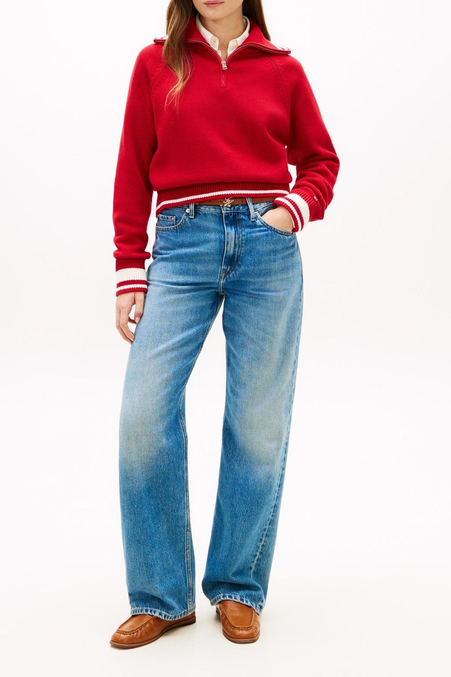 VARSITY RELAXED 1/2 ZIP MEDIUM RED 1