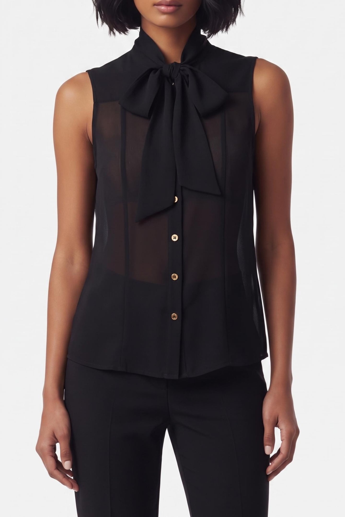 ETTA BOW SL SHIRT JET BLACK A996 1