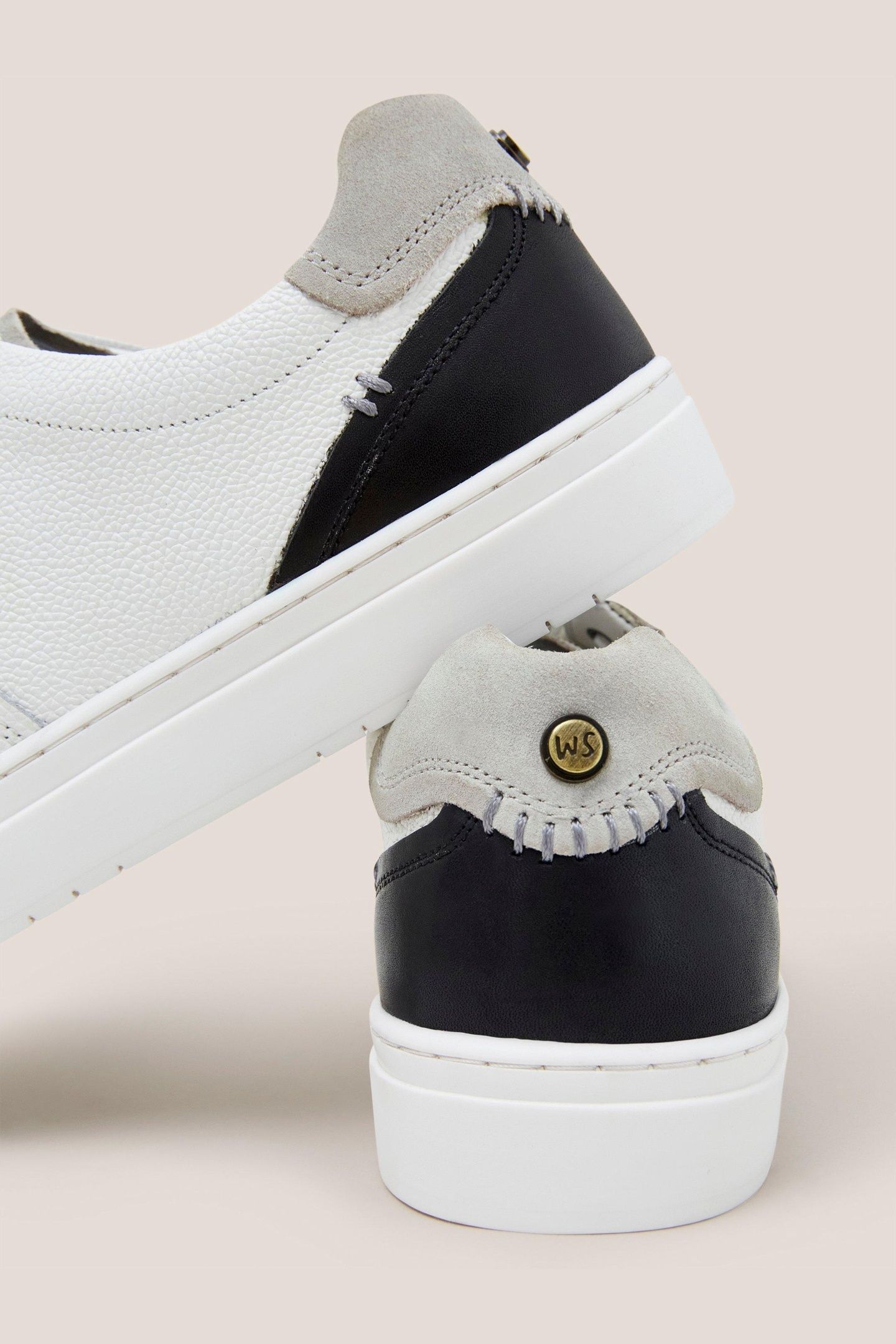 LEATHER LACE UP TRAINER WHITE MULTI 3