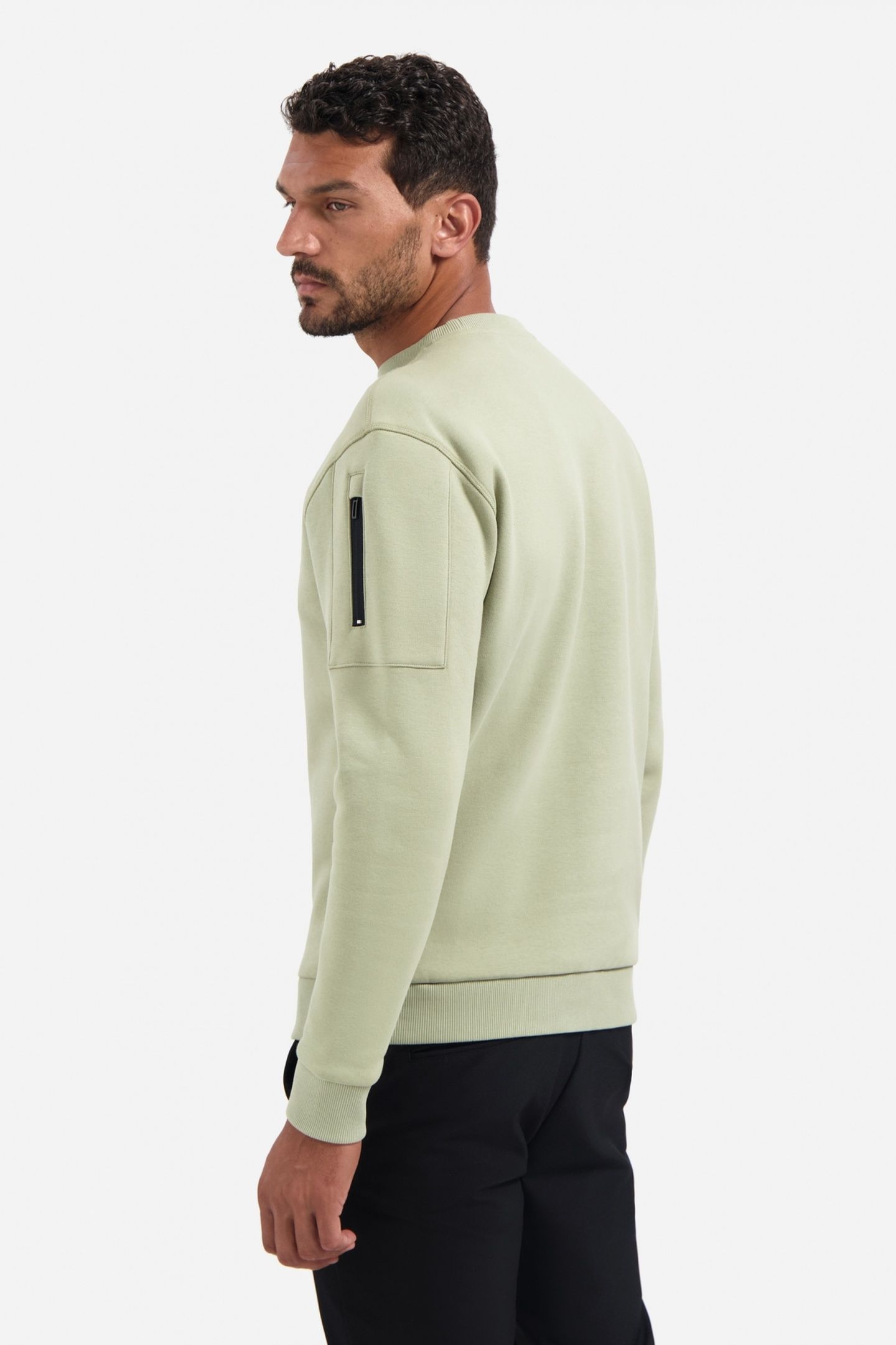 SWEATER CREWNECK BRUSHED INSIDE LIGHT MOSS 3