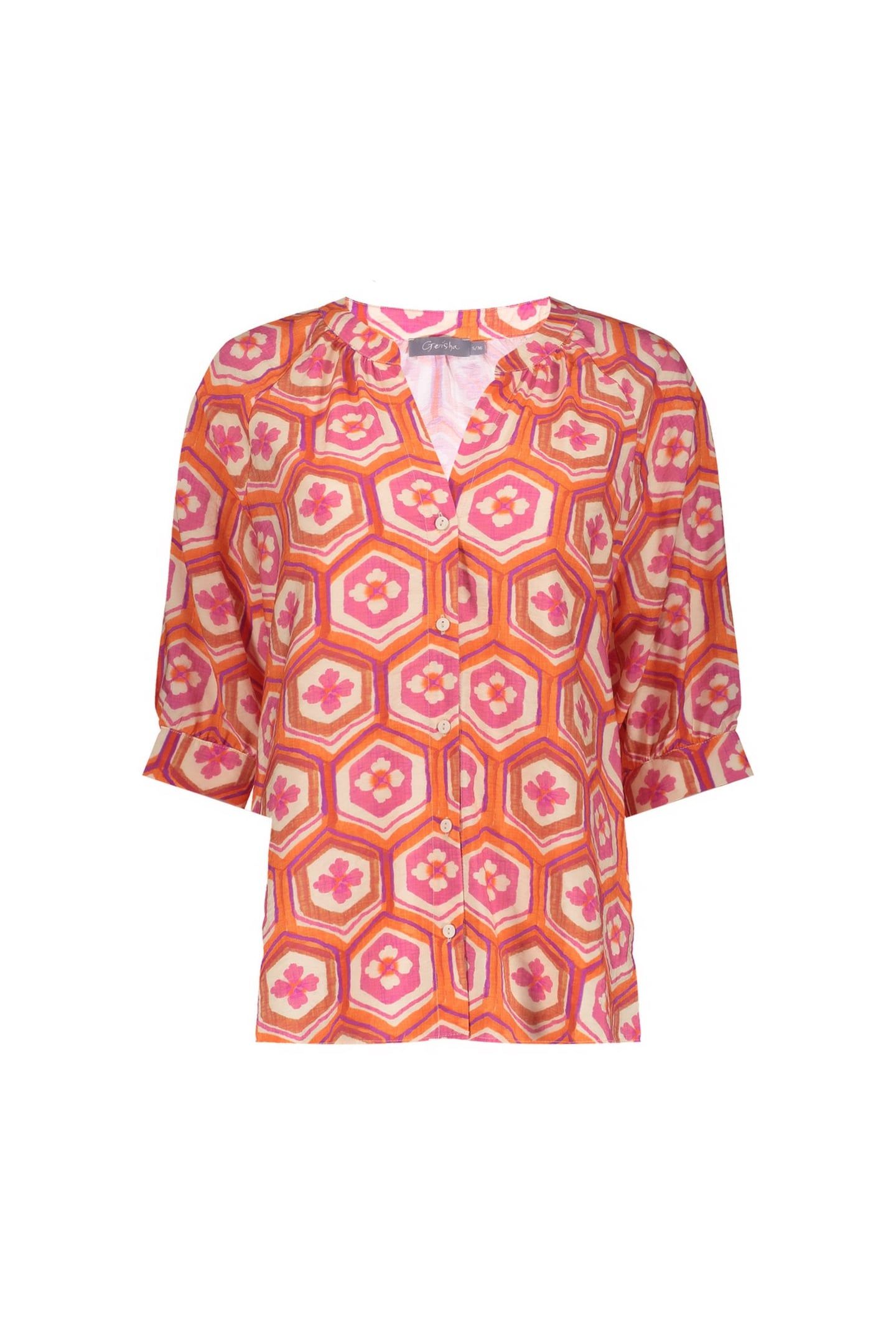 BLOUSE ECRU/ORANGE/CASSIS 1