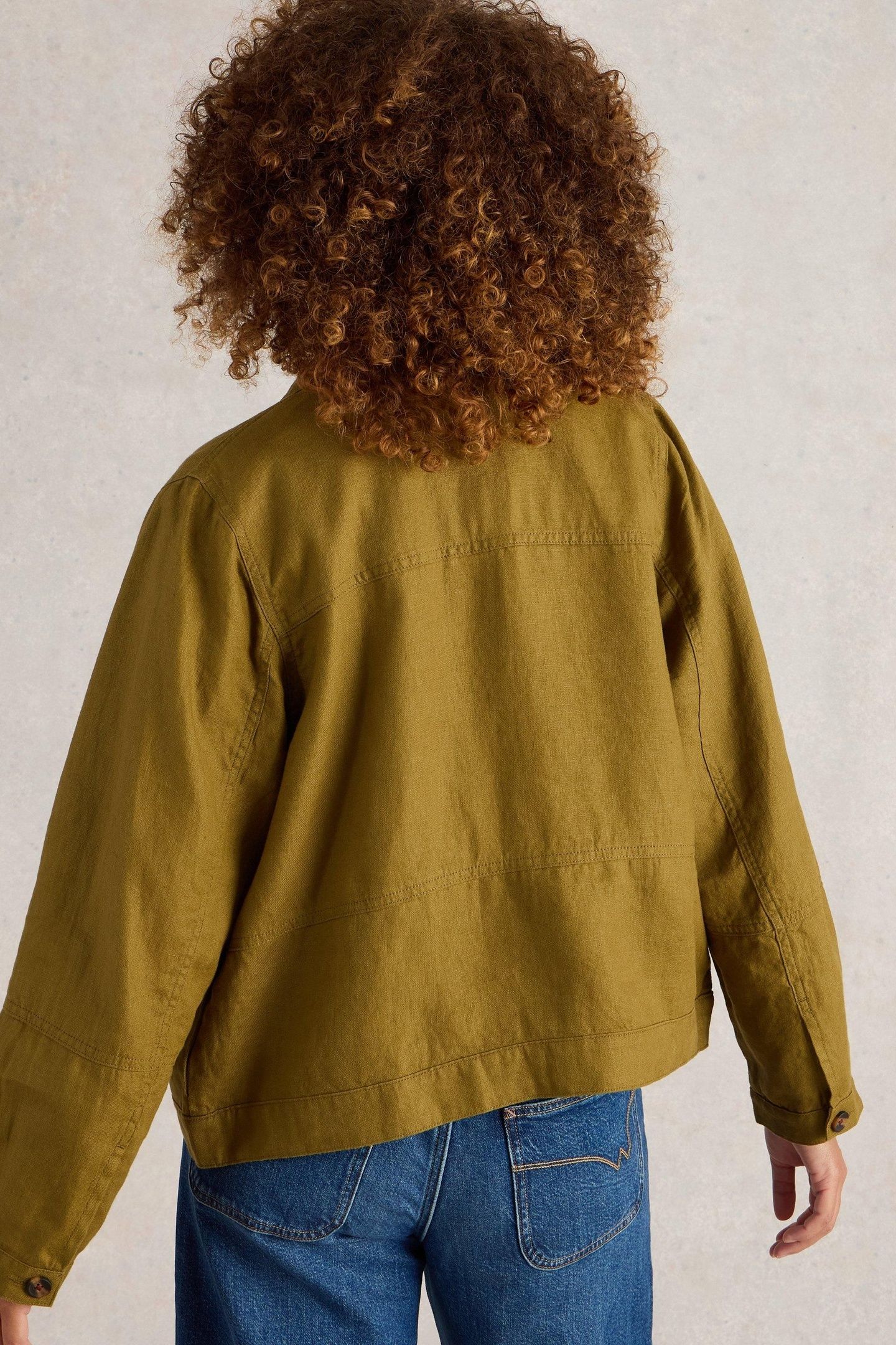 CAMILLE LINEN JACKET KHAKI GREEN 3