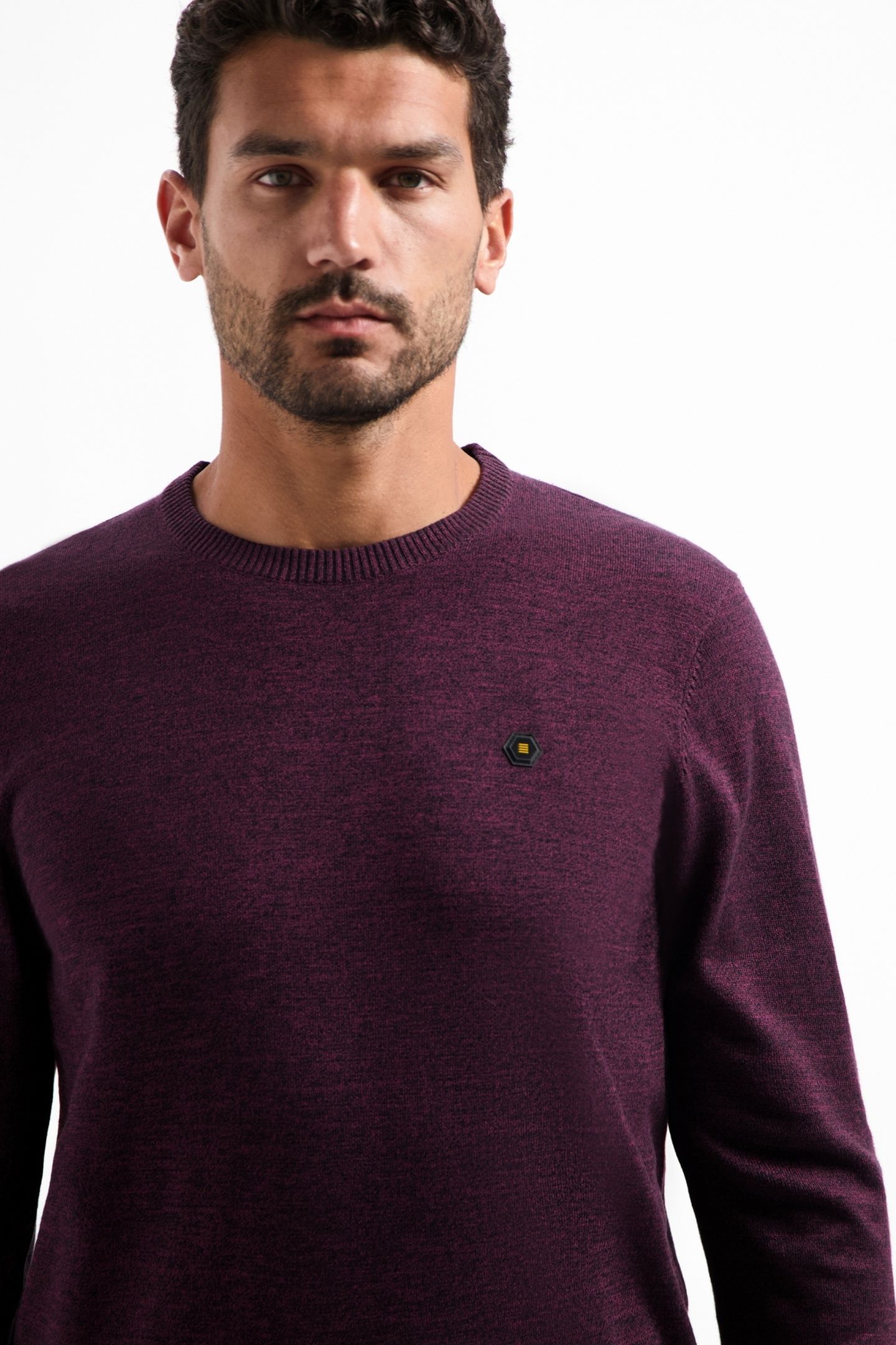PULLOVER CREWNECK 2 COLOURED MELANGE DARK WINE 3