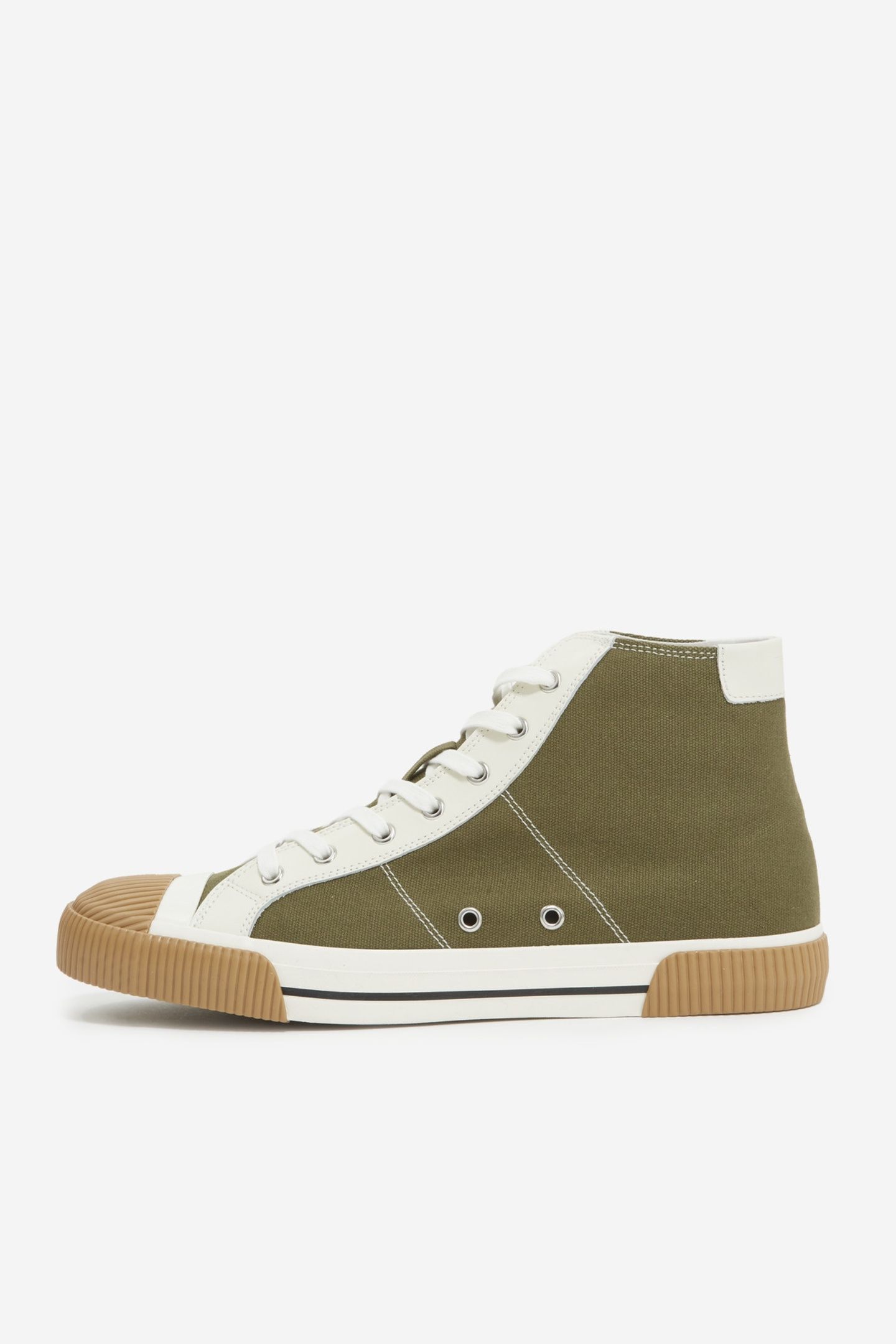UNISEX CANVAS RIDING BASKET WITH LEATHER TRIM KAKI 1