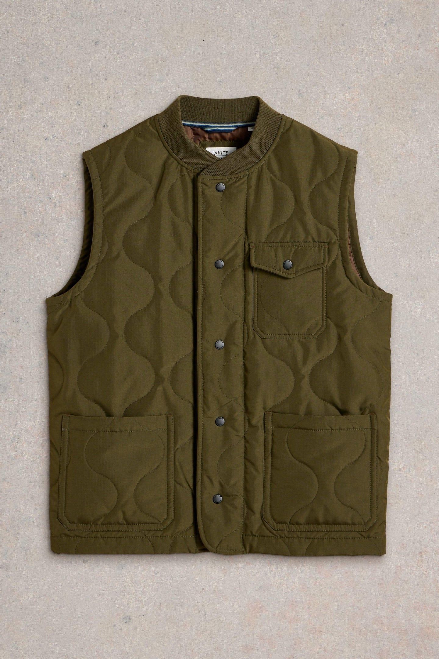 TENBY QUILTED GILET KHAKI GREEN 4