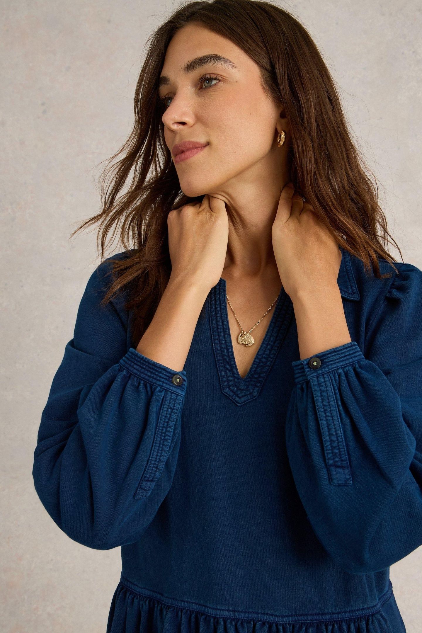 REN DENIM JERSEY DRESS DARK DENIM 4