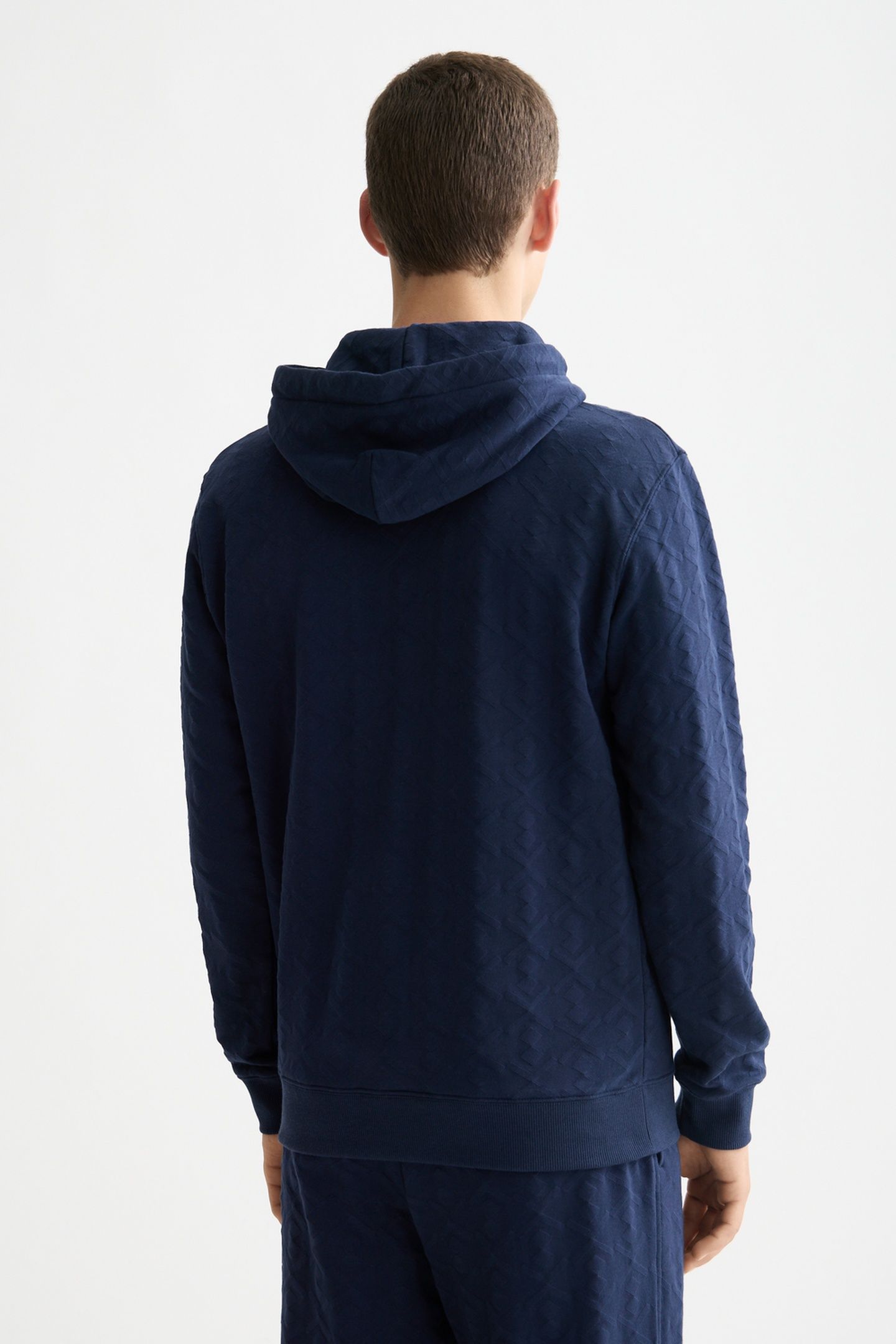 JACQUARD TERRY HOODIE PEACOAT 2