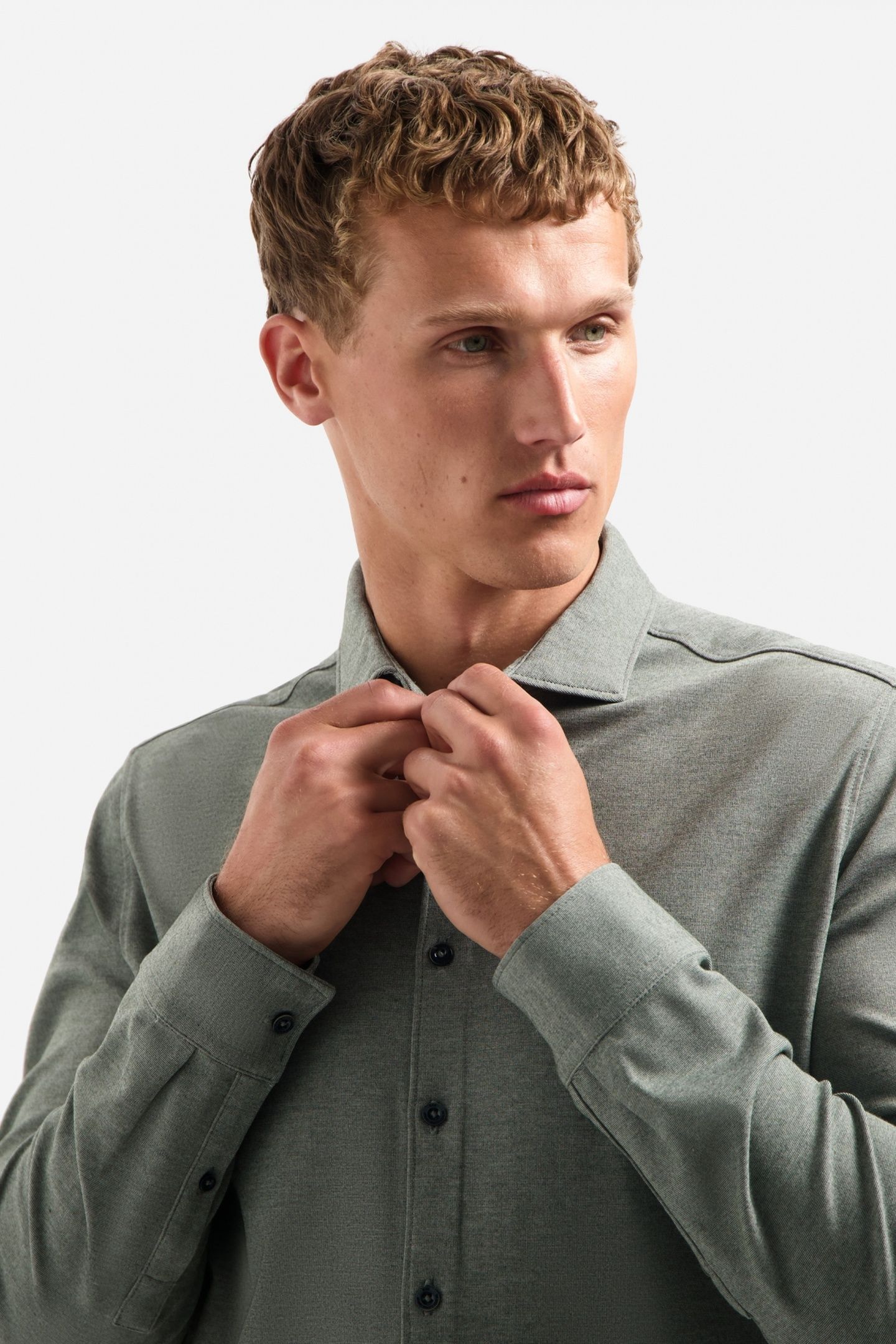SHIRT JERSEY MELANGE STRETCH DARK GREEN 7