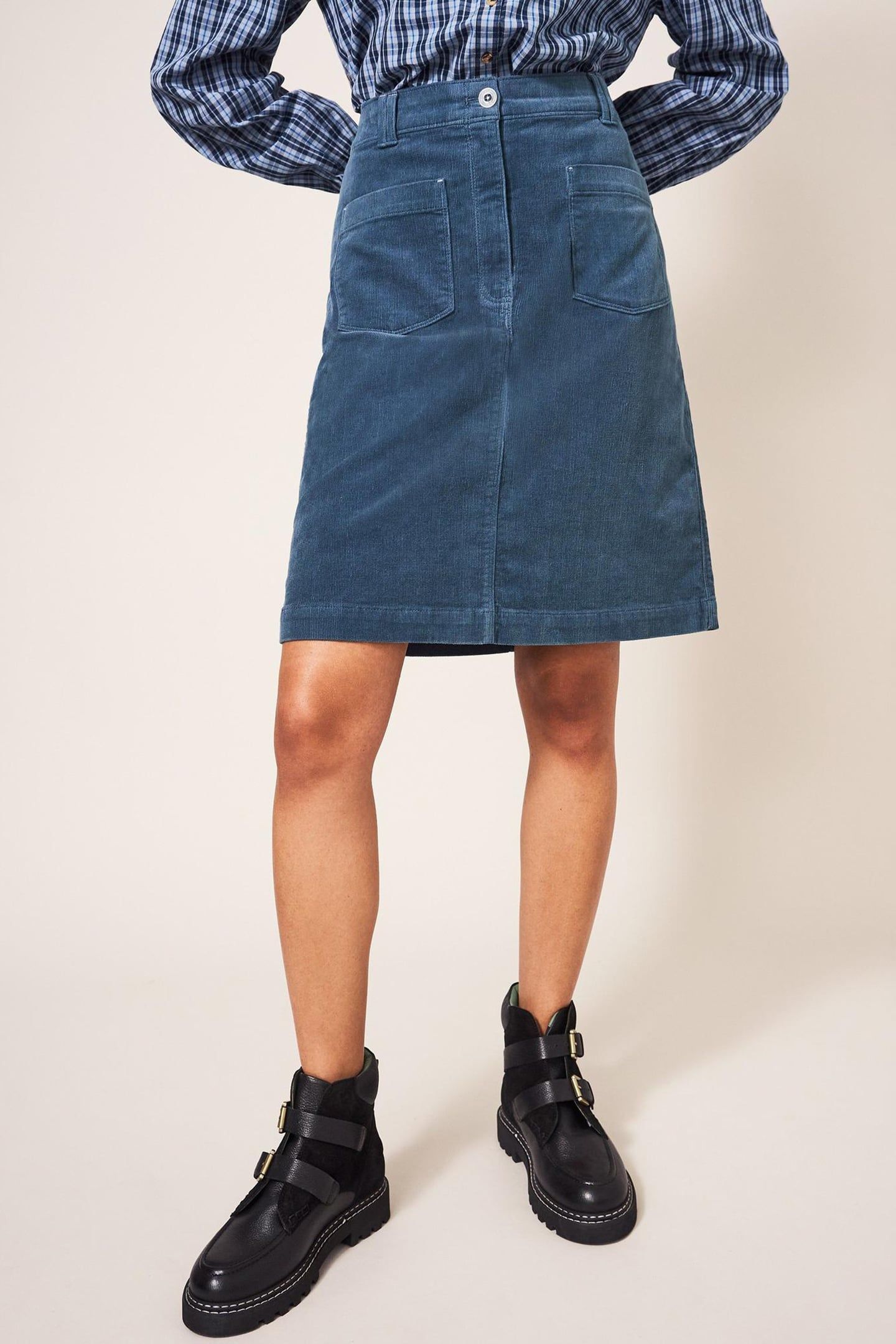 MELODY  CORD SKIRT  BLUE 1