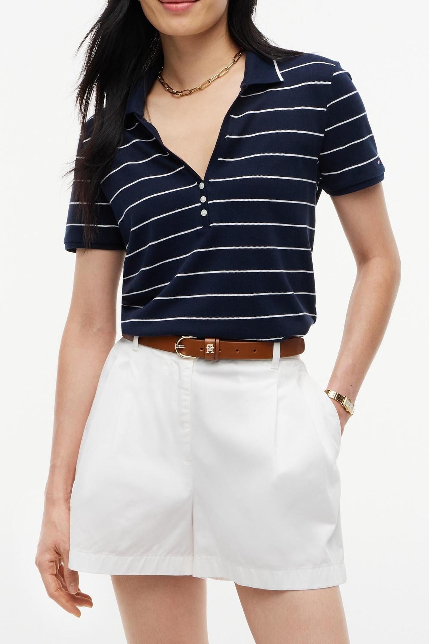 LYOCELL HENLEY SS FINE DARK NIGHT NAVY/WHITE 1