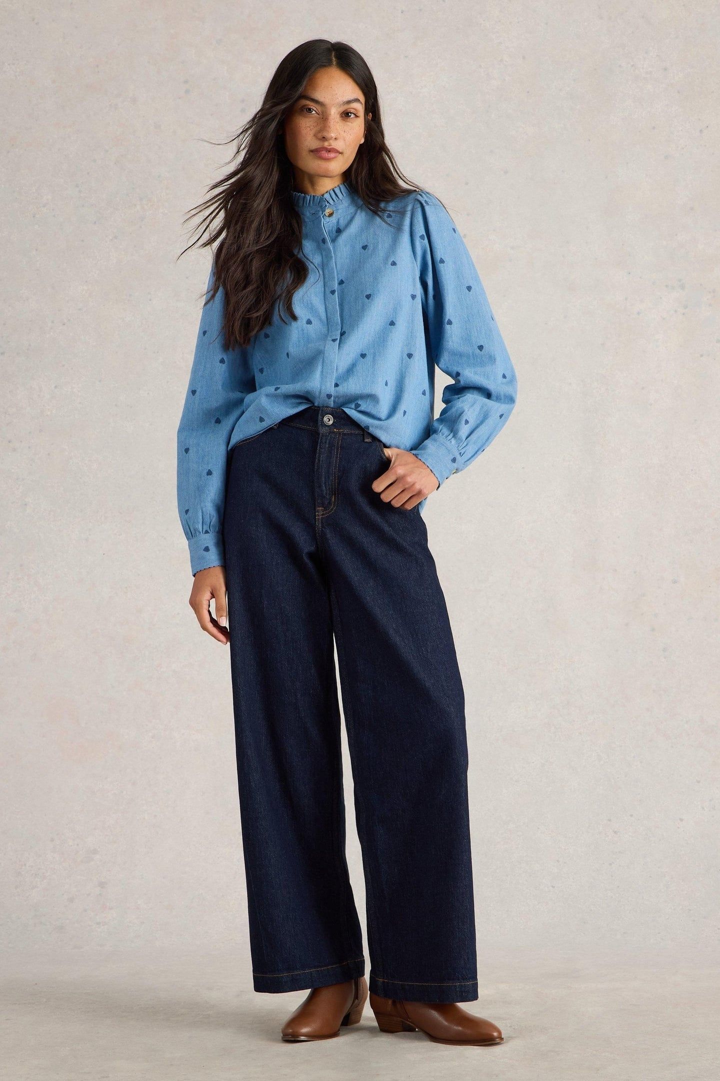 PAULINE EMBROIDERED TOP DENIM MULTI 1